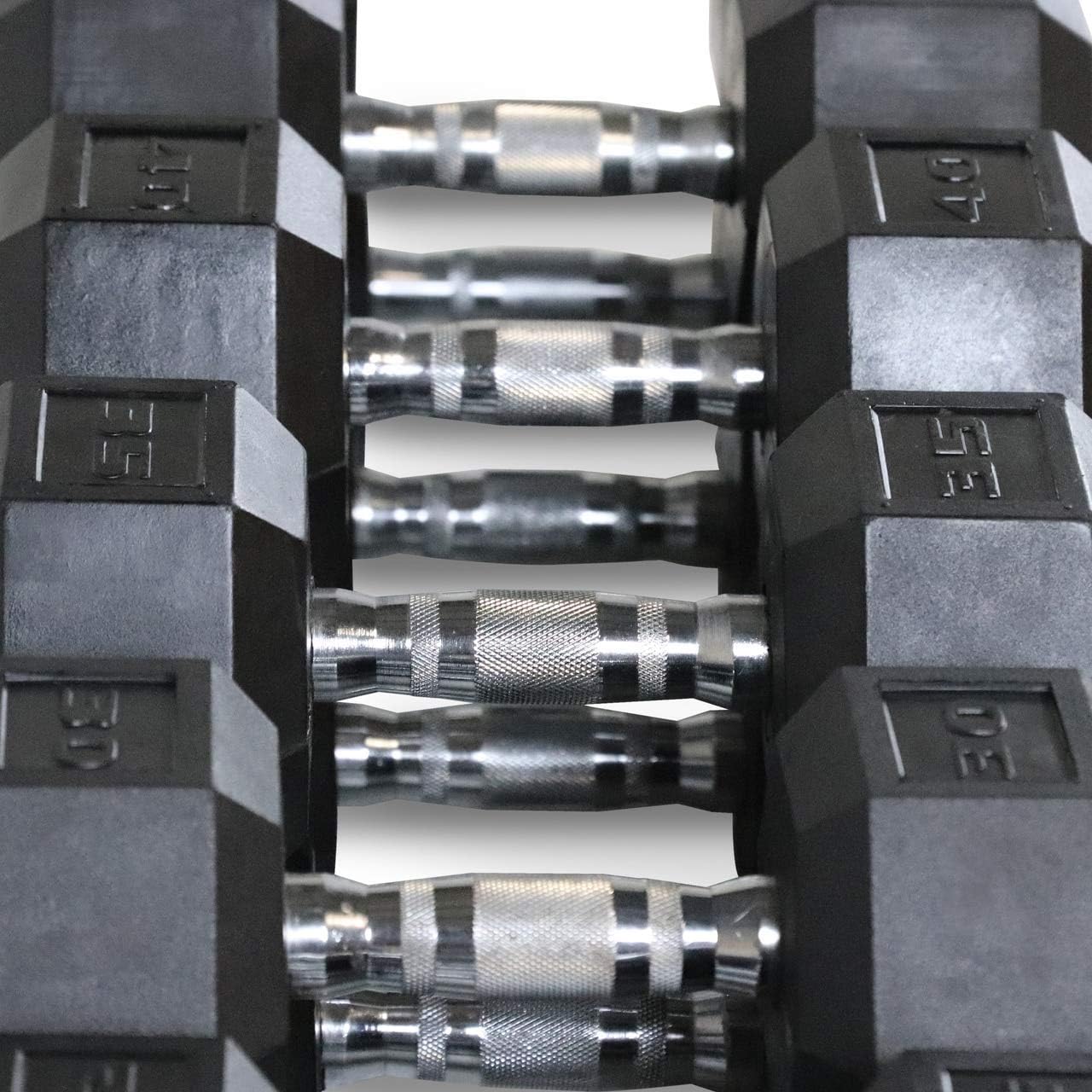 WF Athletic Supply Rubber Coated Hex Dumbbell Set, Multiple Choices Available - Dumbbells with Rack Stand and Mat, or Dumbbells Only (200/550/1200/2100/3000 LB)