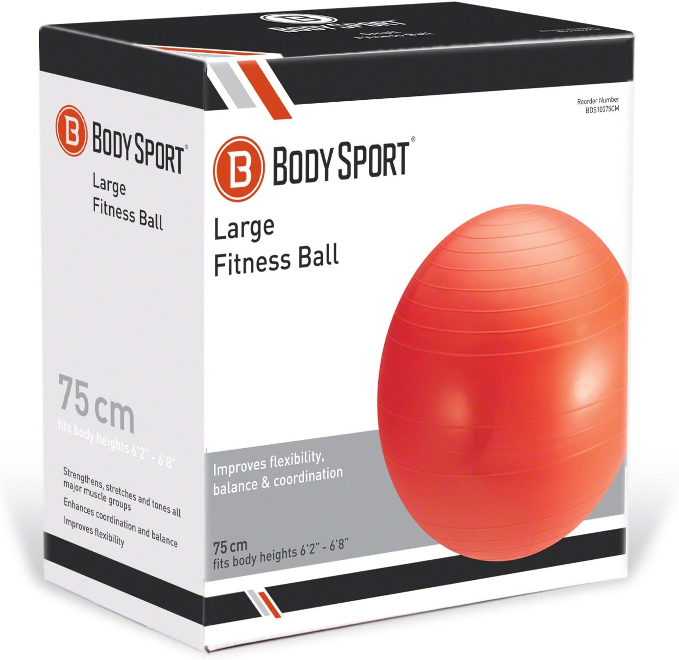 Body Sport Exercise Ball with Pump for Home, Gym, Balance, Stability, Pilates, Core Strength, Stretching, Yoga, Fitness Facilities, Desk Chairs