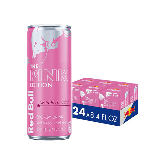 Red Bull Pink Edition Energy Drink, Wild Berries, 8.4 fl. oz., 6 x 4 Cans, Pack of 24 Cans, with 80mg Caffeine, Taurine & B Vitamins