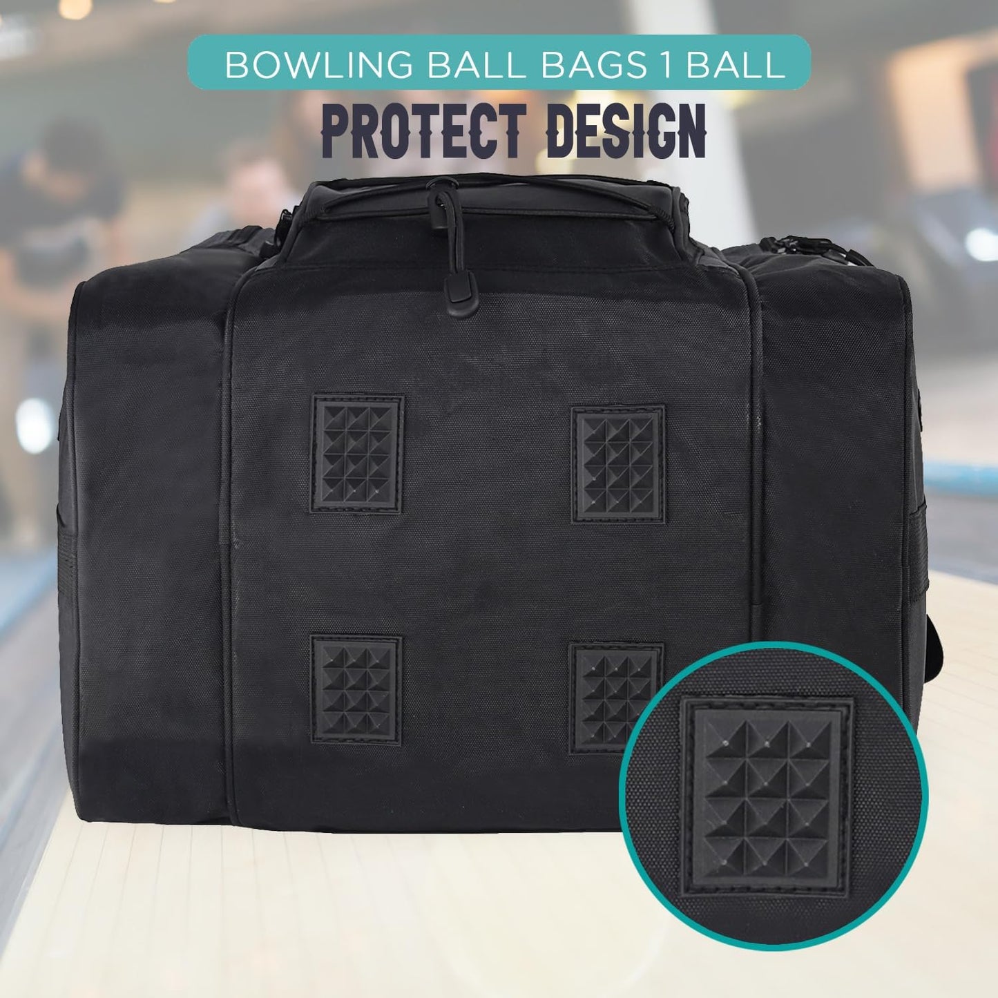 WOLT Bowling Ball Bag for Single Ball - Bowling Ball Tote Bag with Padded Ball Holder, 2 Pockets fit Bowling Shoes Up to Mens Size 14 and Accessories