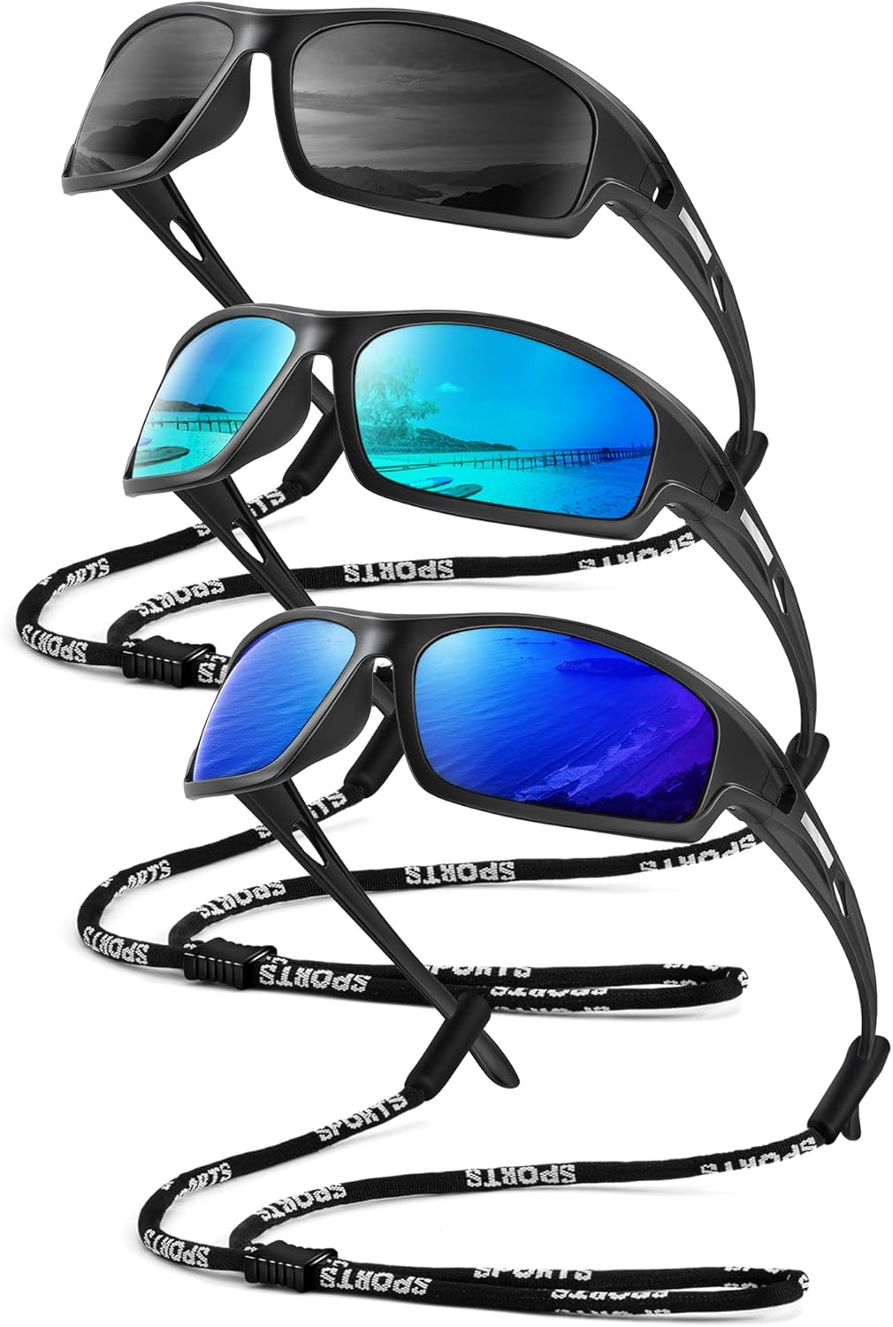 Polarized-Sunglasses-Men Sports Mens-Sunglasses: Sun-Glasses with UV400 Protection for Driving Golf Fishing Running