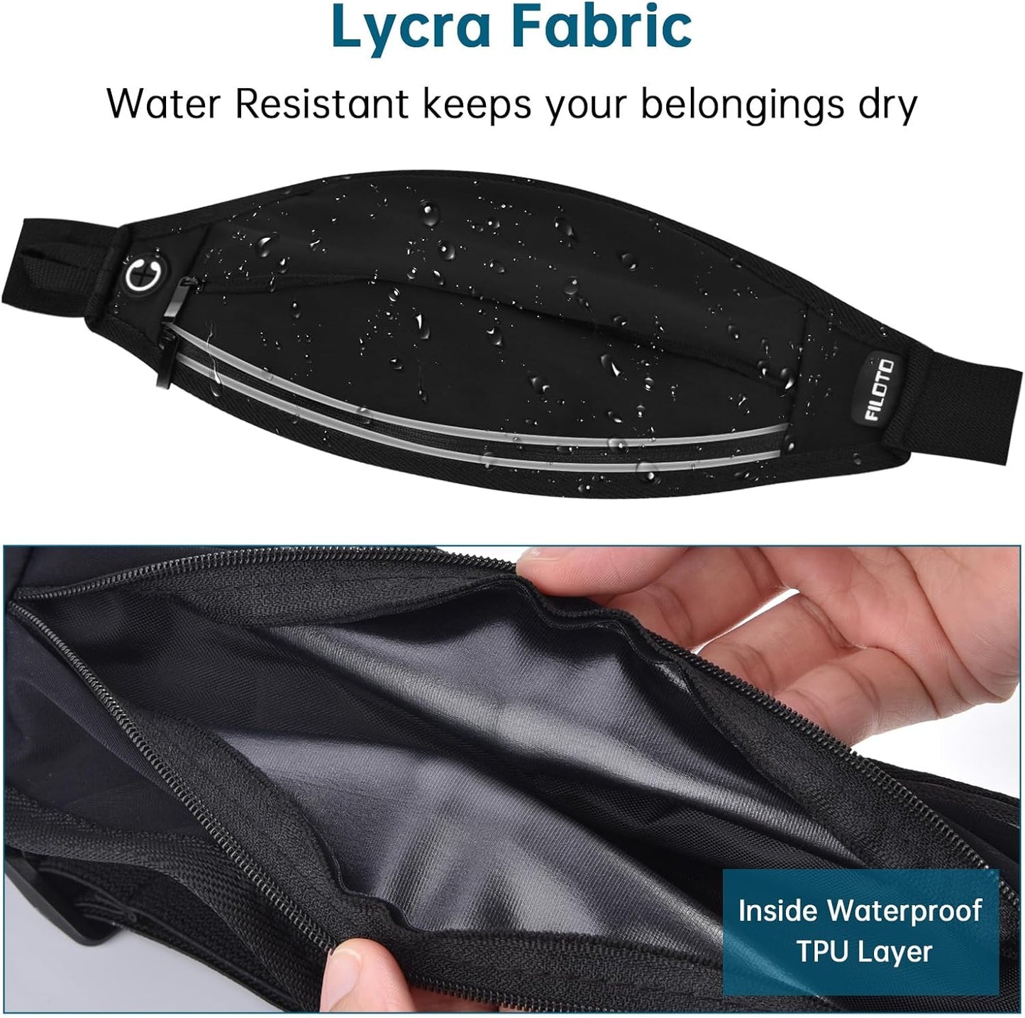 Running Belt Fanny Pack, Running Waist Pack for Women & Men USA Patented Hands-Free Reflective Runner Pouch Belt Fitness Workout Bag No-Bounce Adjustable Sport Travel Fanny Pack Cell (Black)