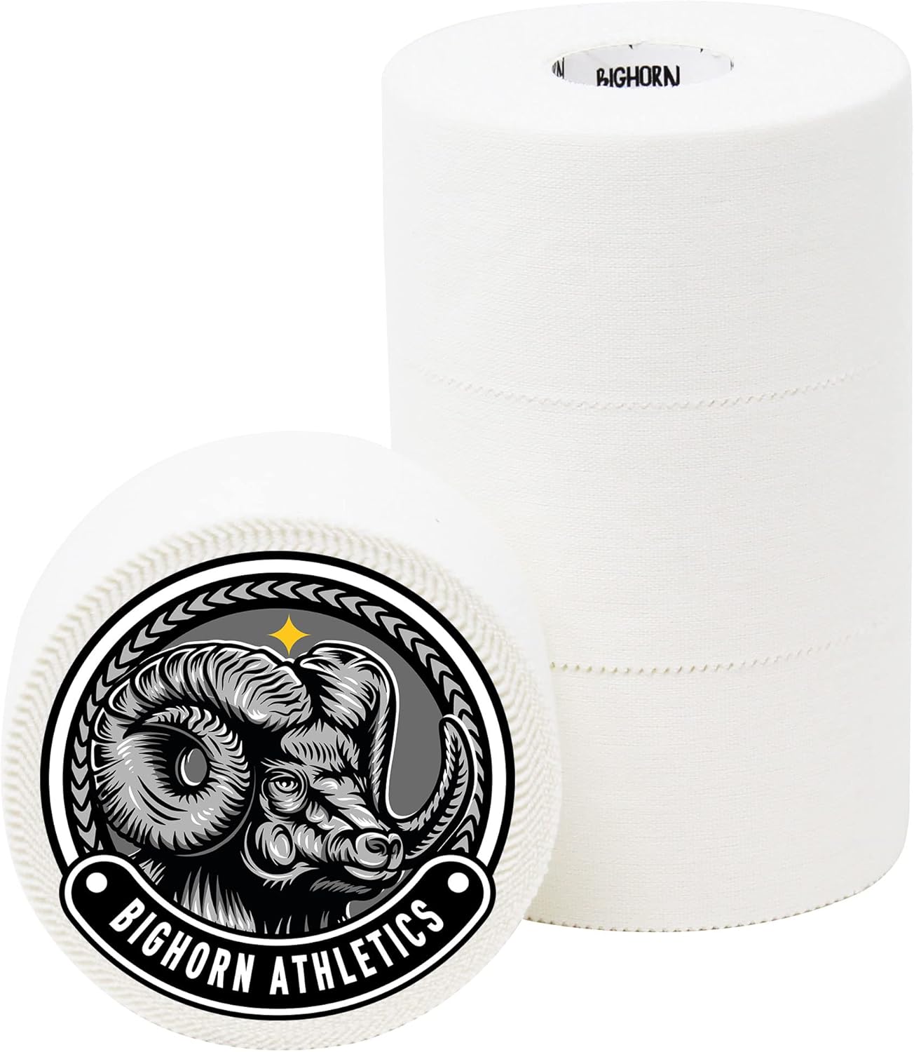 Bighorn Athletics Sports Tape | EZ-Tear White Athletic Tape for Wrist, Ankle & Foot Support | Zinc Oxide Infused & Latex-Free Adhesive, Breathable Cotton Fabric, 1.5-Inch x 45-Feet, 4 Rolls, White