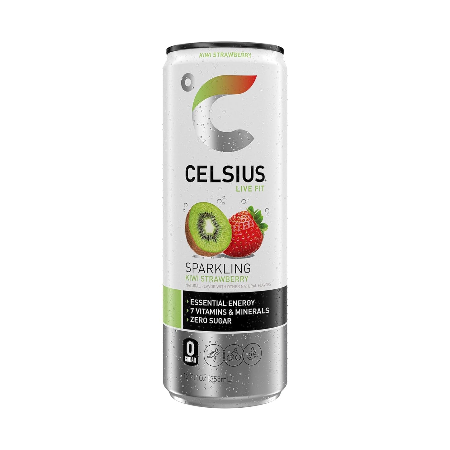 CELSIUS Sparkling Kiwi Strawberry, Sugar Free Energy Drink, 12 Fl Oz (Pack of 12)