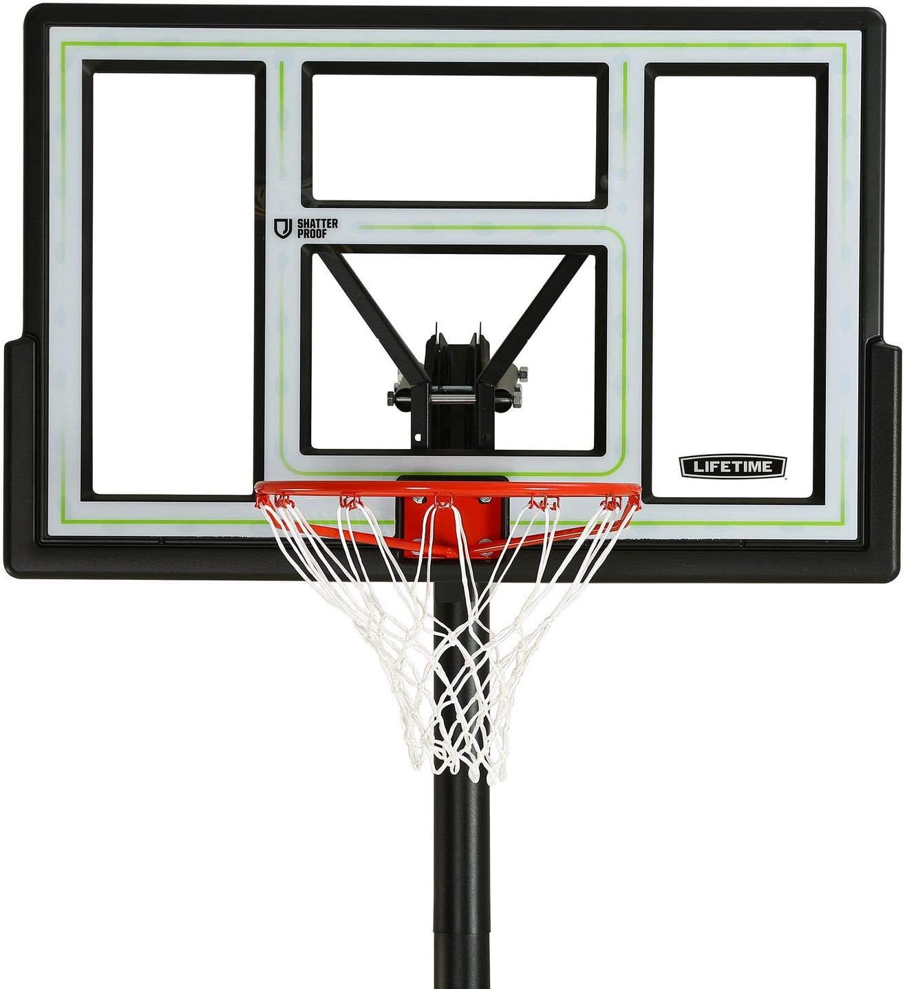Lifetime Pro Court Height Adjustable Portable Basketball System, 44 Inch Backboard, Blue/White