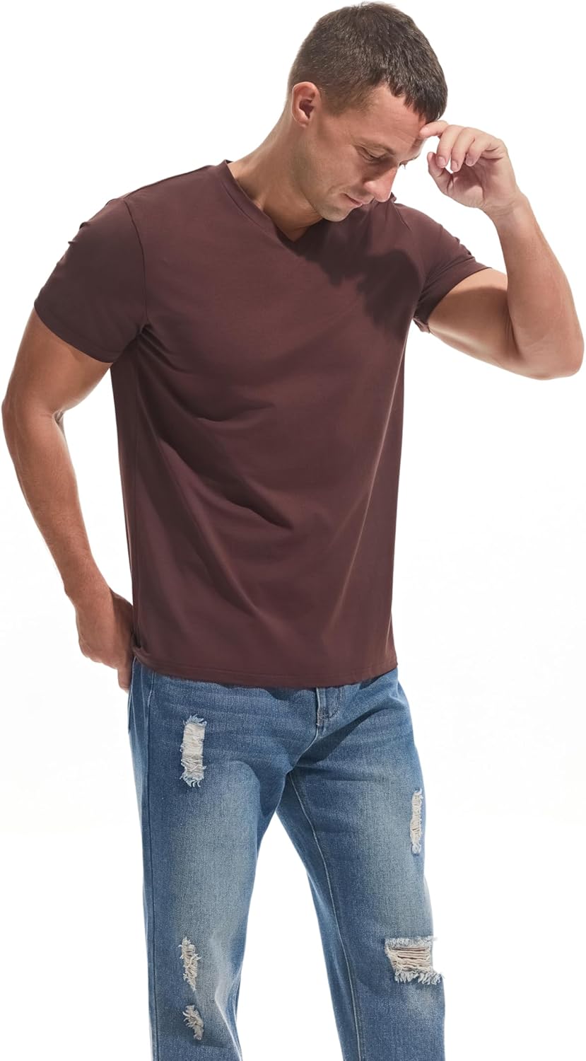 VEIISAR Premium V Neck T Shirts for Men - Modern Fitted Tees Vneck Undershirts