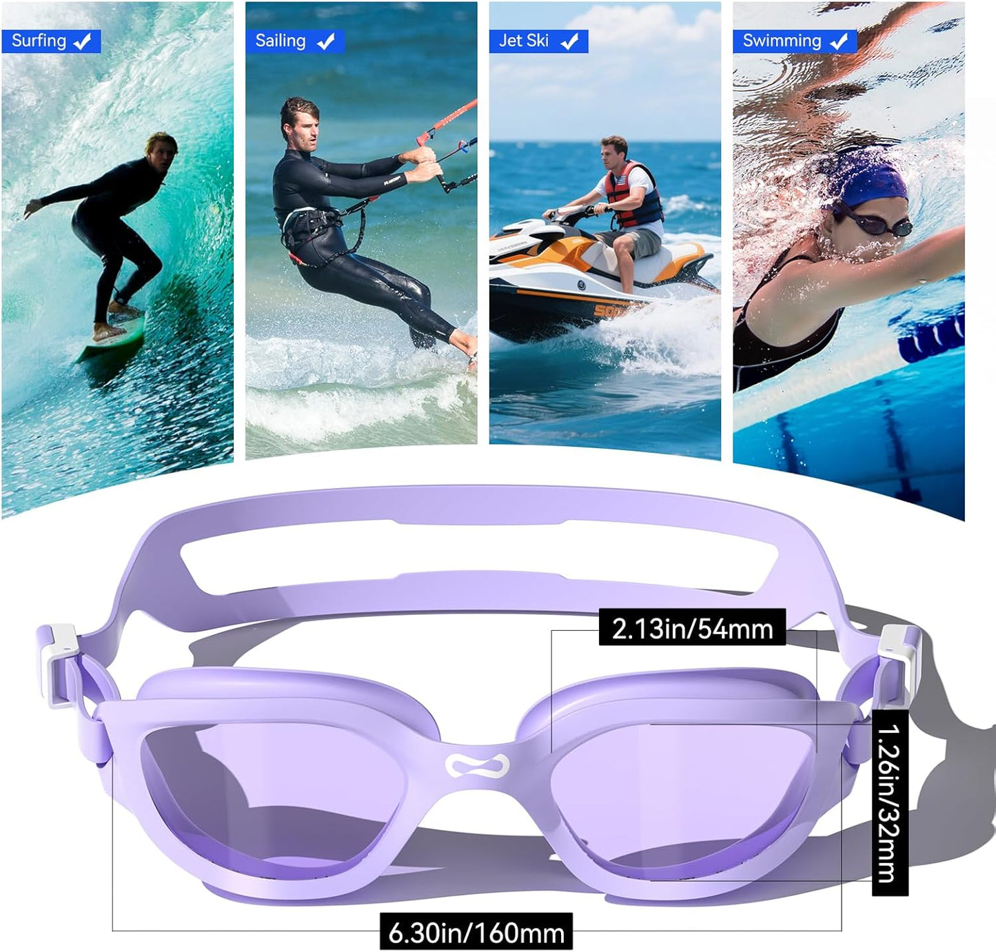 COPOZZ Swim Goggles Adult Women, Swimming Goggles for Women & Men, Anti-Fog No Leaking UV Protection for Adult