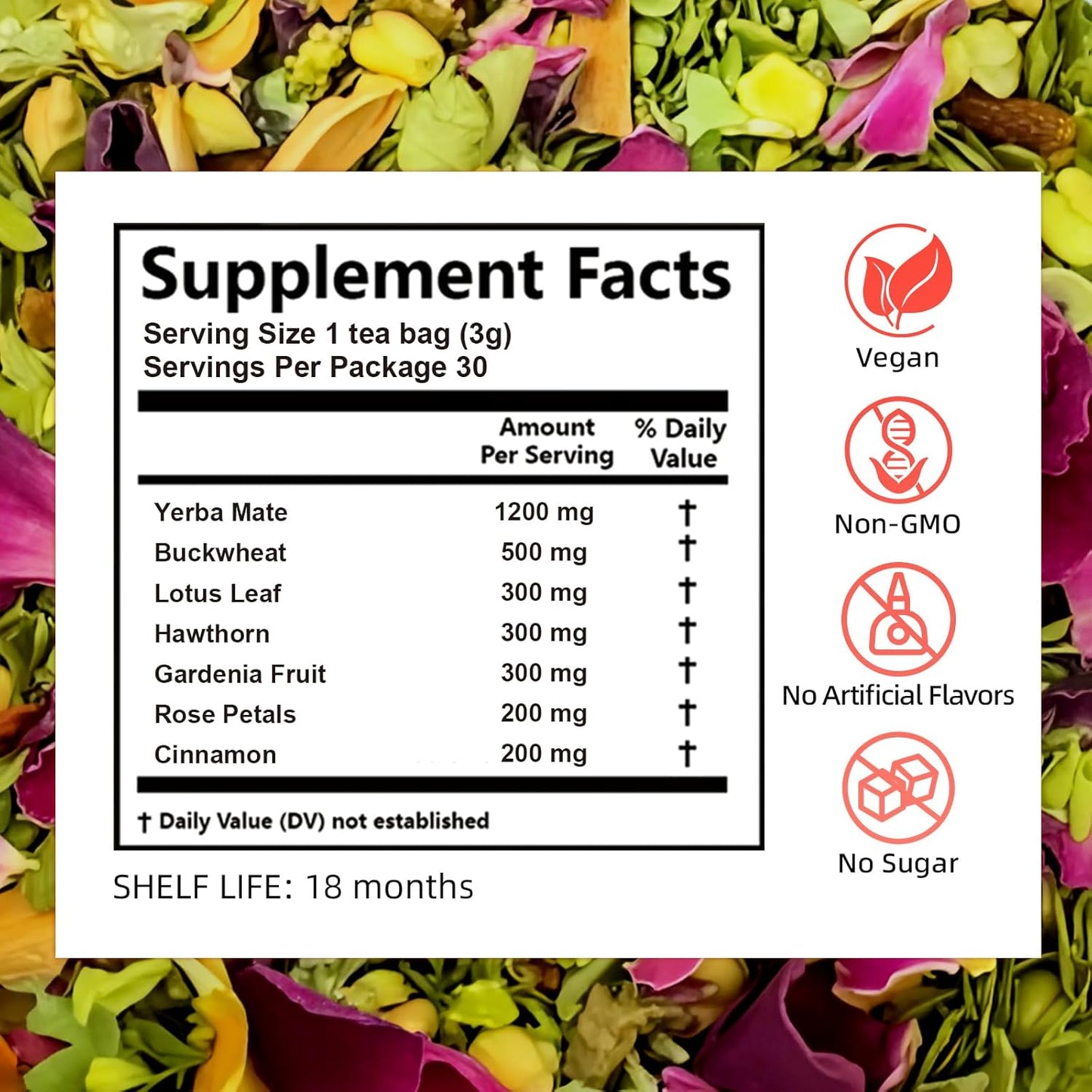 GLP-1 Detox Tea，7 Carefully Selected Plant-Based Ingredients to Complement Balanced Eating Habits,Yerba Mate, Cinnamon, Gardenia & More, No Sugar or Artificial Additives–30Tea Bags (1 Pack)