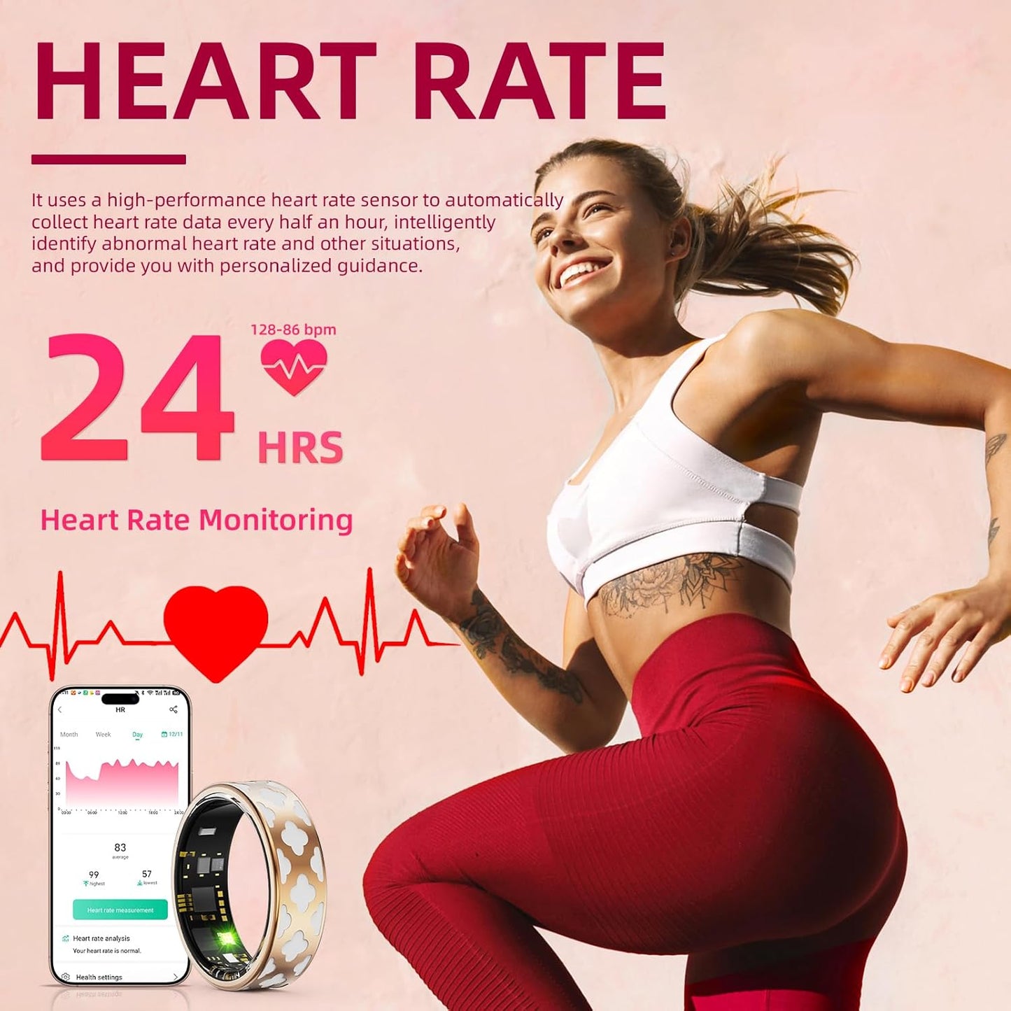 Smart Ring for Women Men -Health Tracker Ring with Heart Rate/Blood Oxygen/Sleep Tracker/Step Counter/10ATM Waterproof Fitness Tracker Ring，Free No Subscription Fee, for iOS&Android