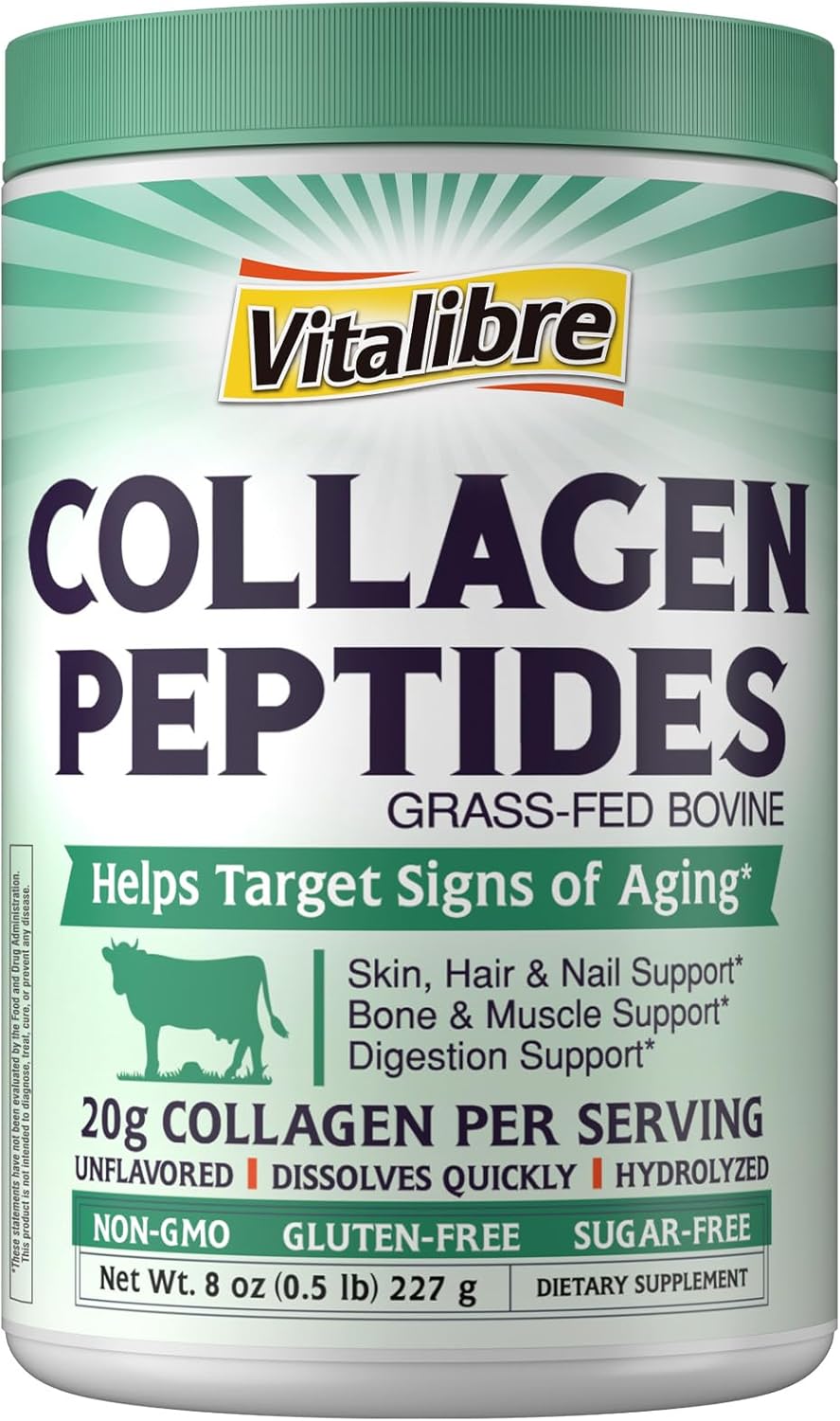 Bovine Collagen Peptides Powder for Women and Men, Grass-Fed Hydrolyzed Collagen Protein Type I & III, Skin, Hair, Nails, Bones, Digestion, Unflavored, Non-GMO, Keto & GF, 11 Servings, 8oz