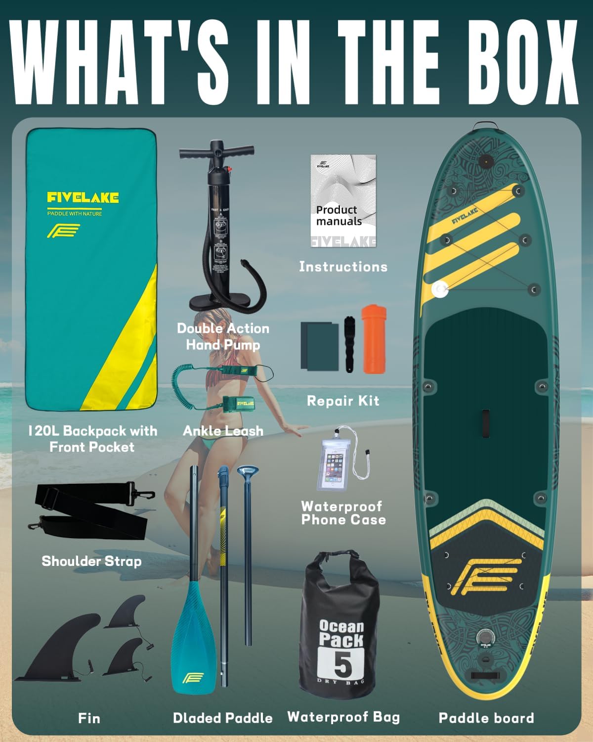 Inflatable Paddle Board 11' x 35'' Wide Stable Design,Stand Up Paddleboard with Sup Accessories Backpack,Pump,Ankle Leash,Adjustable Paddle,Non-Slip Comfort Deck for Adult Youth