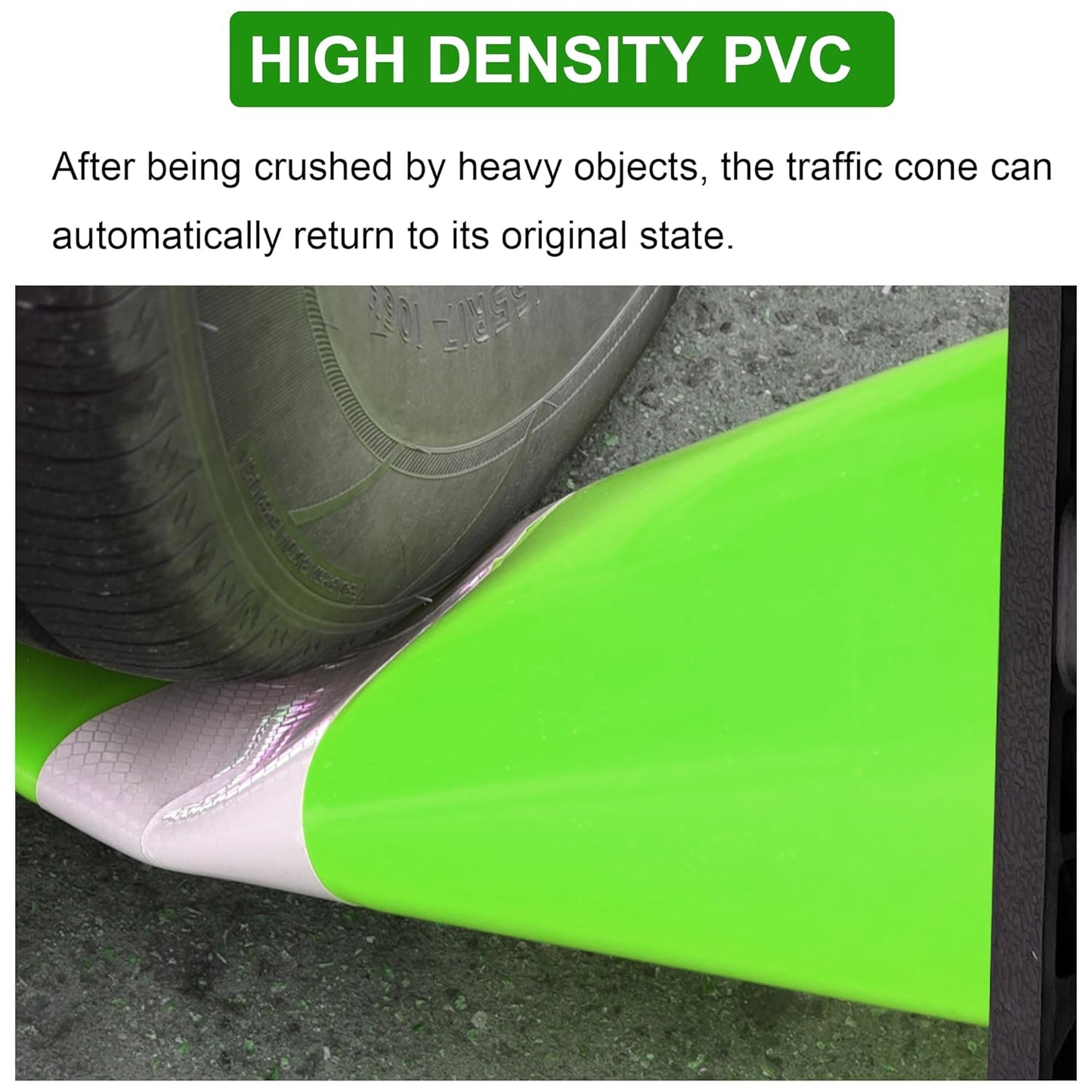 OrangeStar 8 Pack 12" Green Traffic Safety Cones, PVC Parking Construction Cones w/Reflective Collar, Heavy Duty Base for Driving Practice, Parking Lots and Roadwork