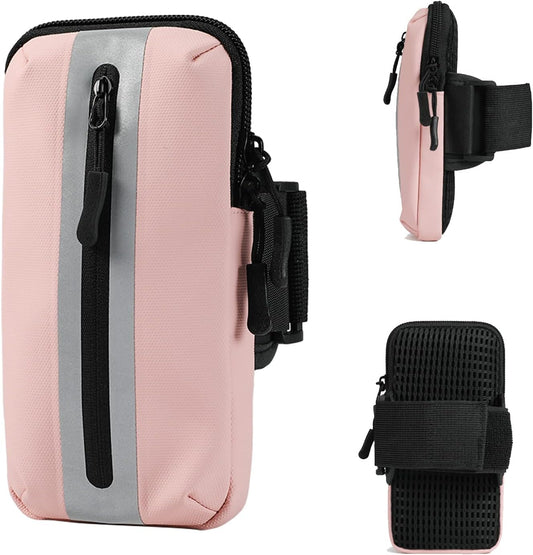 Running Phone Holder Armband, iPhone Arm Bands for Exercise, Running Arm Bands for Cell Phone, Phone Purse Cell Phone Holder for Walking (Pink)