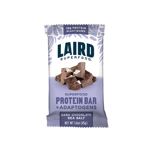 Laird Superfood Functional Protein Bars – Protein Bar but Better with Real Ingredients, Functional Mushrooms 10g Plant-Based Protein, 6g Fiber - Non-GMO - Dark Chocolate Sea Salt, 10 Count (Pack of 1)