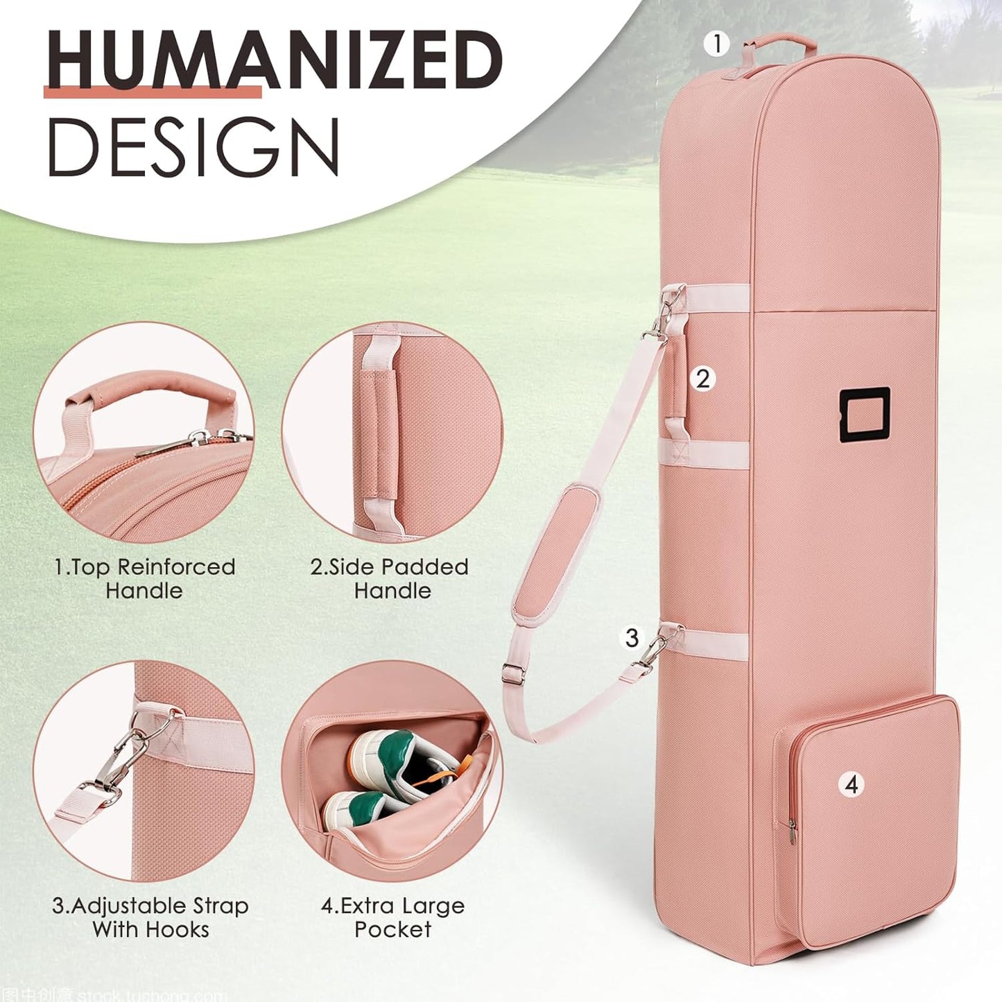 Golf Travel Bags for Airlines with Adjustable Support Rod and Detachable Shoulder Straps, Soft Foldable Golf Club Travel Covers, 900D Heavy Duty Oxford