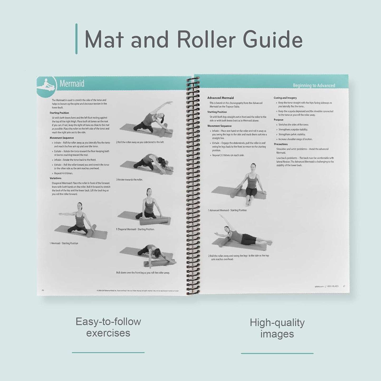 Balanced Body Mat and Roller Guide, Pilates Mat and Roller Guide for Workout Equipment, for Home Gym or Studio Use