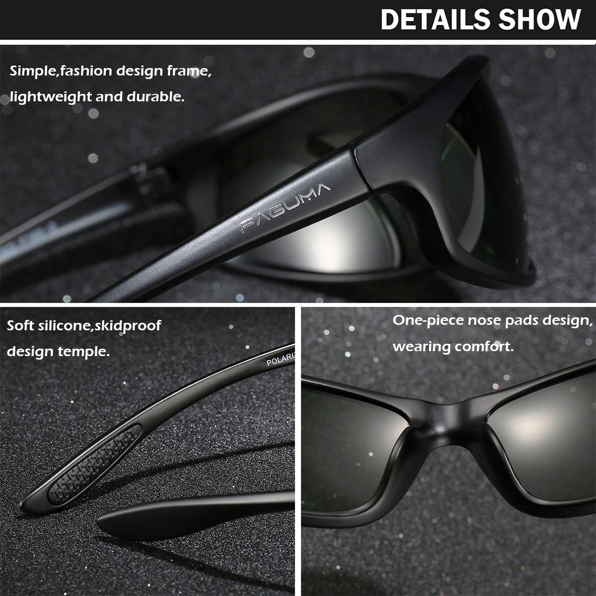 FAGUMA Polarized Sports Sunglasses For Men Cycling Driving Fishing UV400 Protection