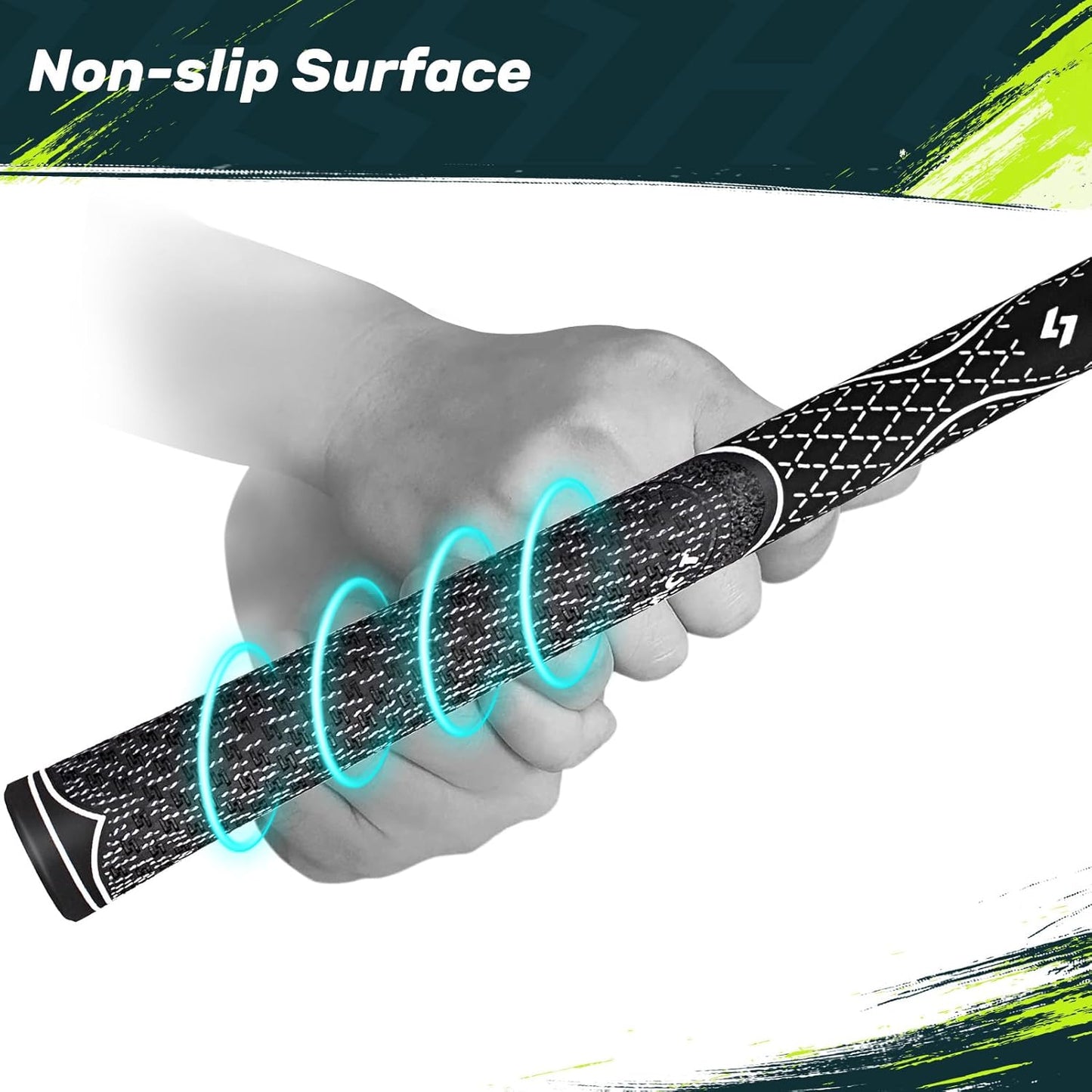 SAPLIZE Hybrid Golf Grips (CL07) - Set of 13, Innovative Design, Cross Corded Rubber Technology, Options of 8 Colors, Standard/Midsize, Basic/Deluxe Kit for Choice, Multicompound Golf Club Grips