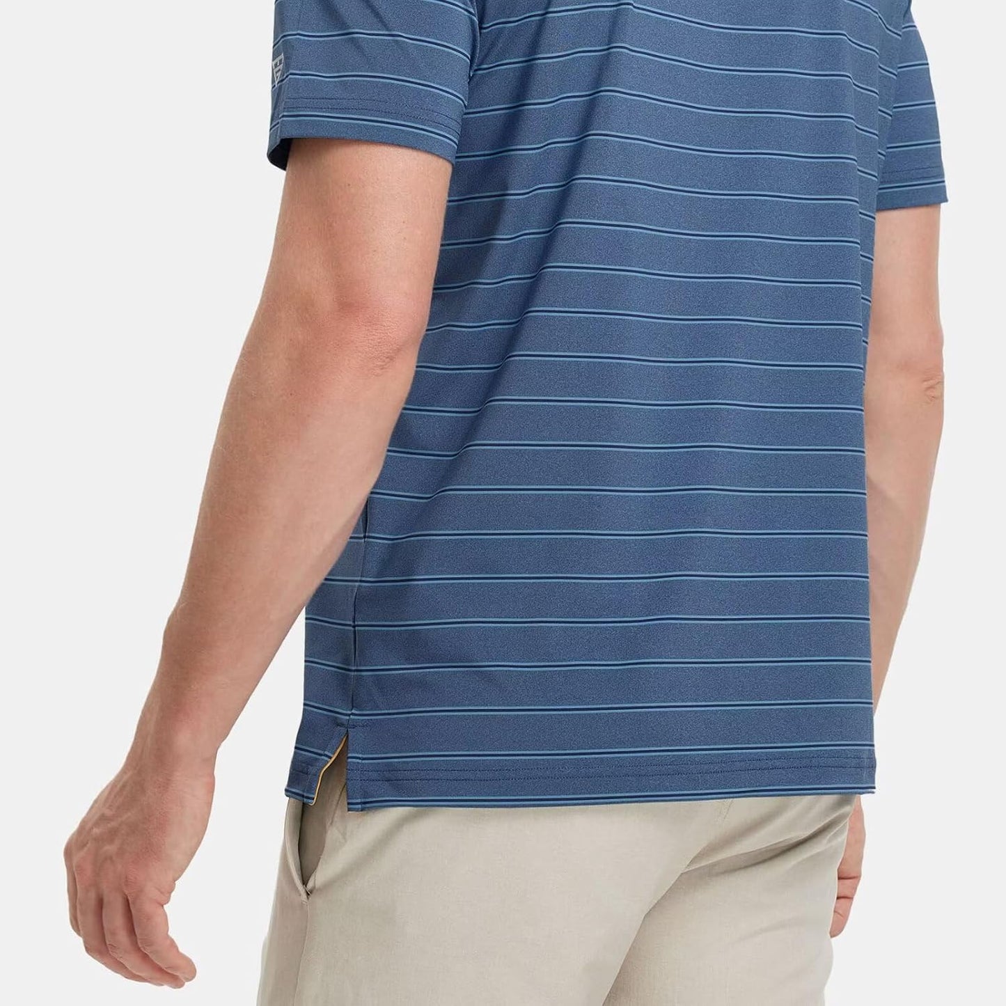 M MAELREG Golf Shirts for Men Moisture Wicking Striped Polo Performance Dry Fit Business Sports Mens Polo Shirts Short Sleeve