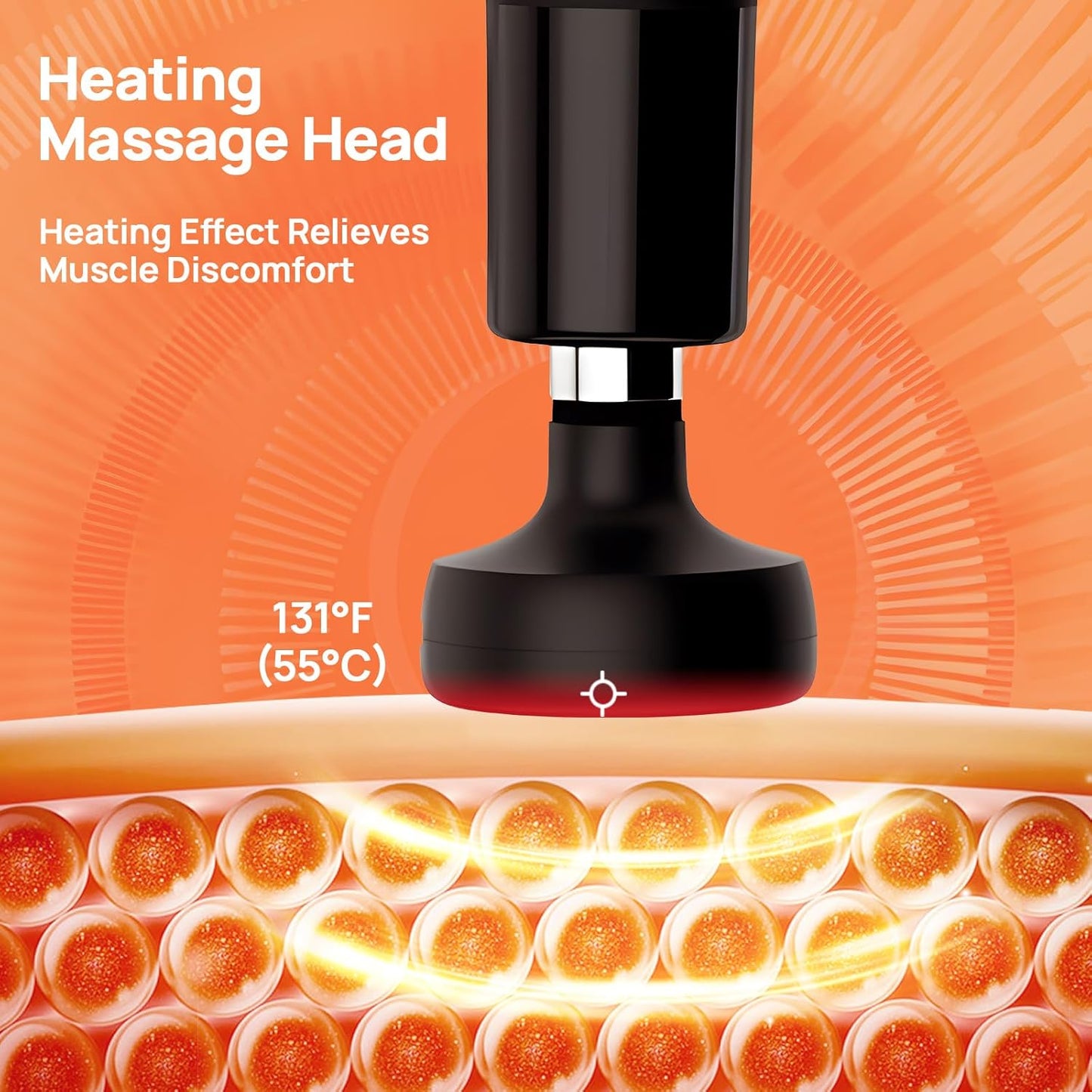 Deep Tissue Massage Gun with Heat, 12mm Amplitude Percussion Massager for Athletes & Muscle Relief, Professional Handheld Masssger Gun for Neck, Back, Shoulder, Leg, Gift for Men, Black