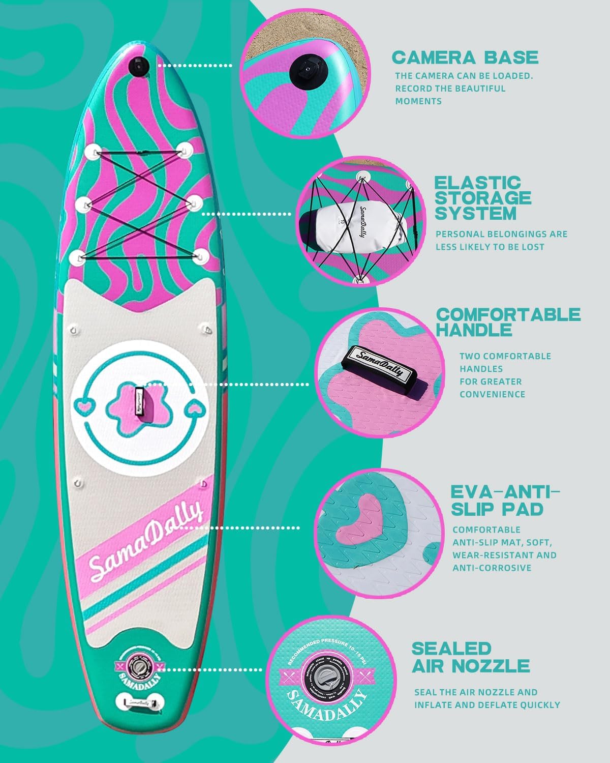 11'Stand Up Paddle Boards Surf Control with Premium SUP Board Accessories Backpack & Removable Fins, 34" Wide Inflatable Paddle Boards of All Skill Levels