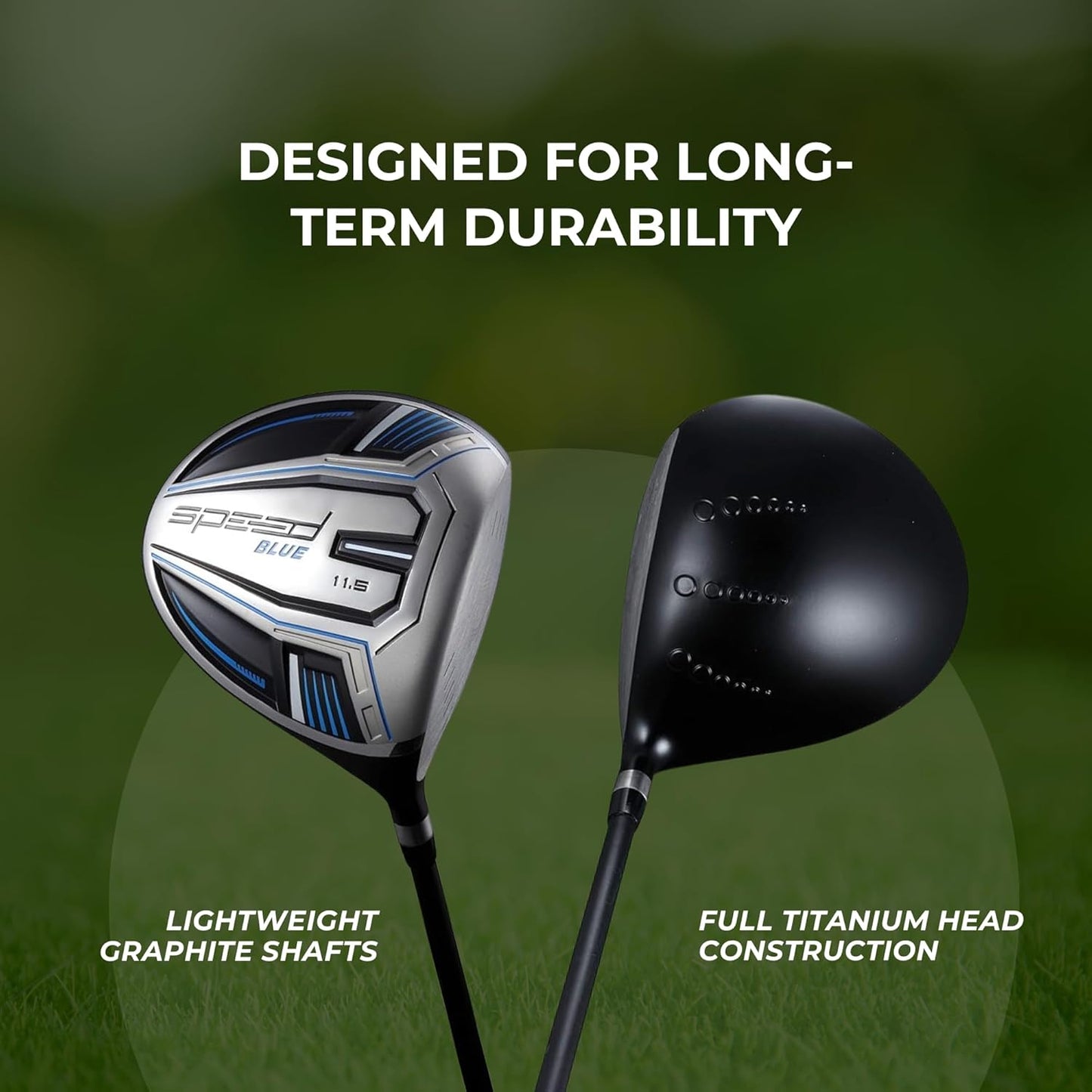 Speed Titanium Driver Golf Club, 10°, 11.5°, 12.5° Loft (Right & Left Handed), Lightweight Graphite Shaft, Oversized Sweet Spot, Aerodynamic, USGA Conforming Mens Golf Driver + Deluxe Headcover