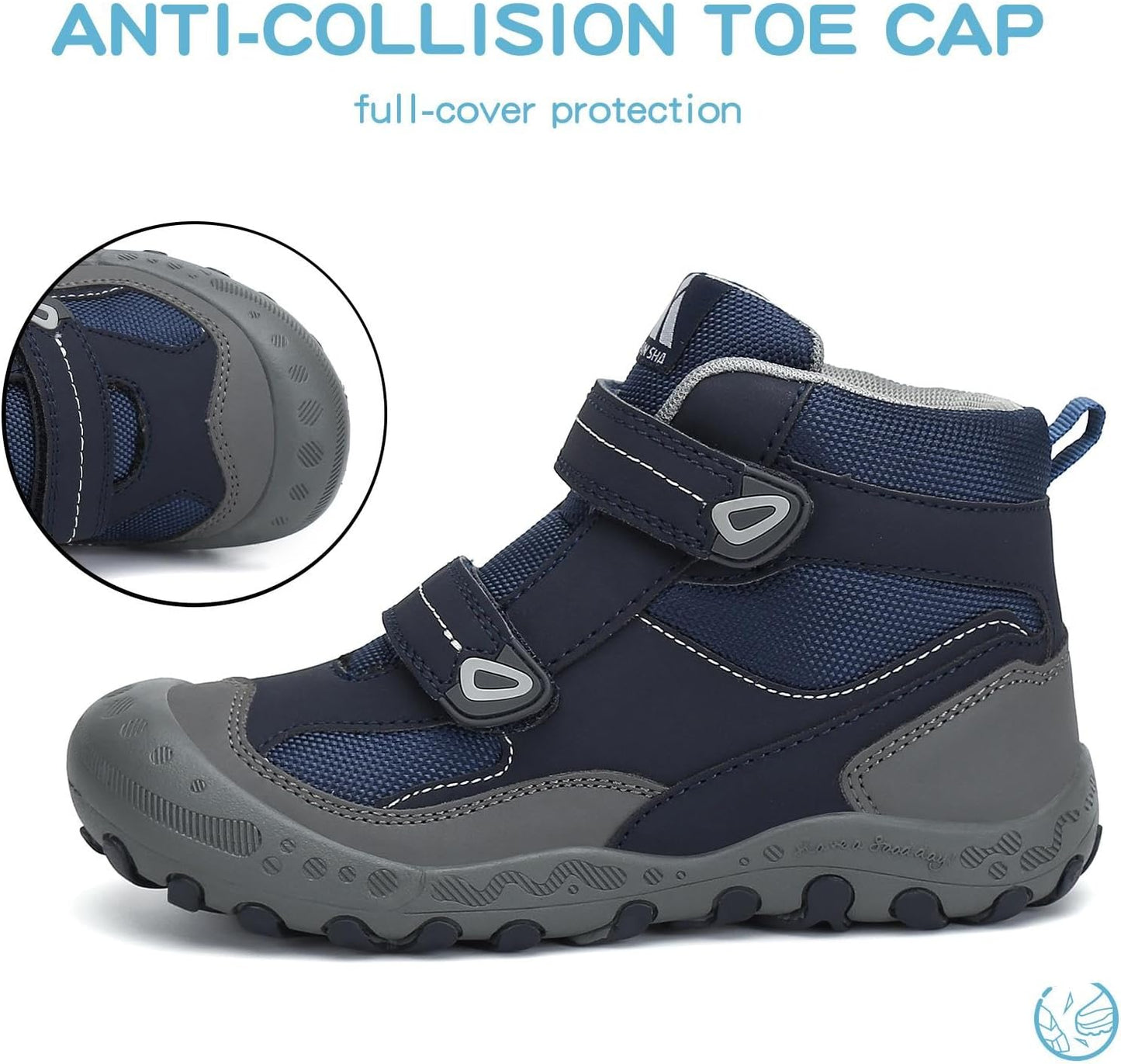 Mishansha Kids Water Resistant Hiking Boots, Boys Girls Anti Collision Anti-Skid Athletic Outdoor Adventure Trekking Shoes