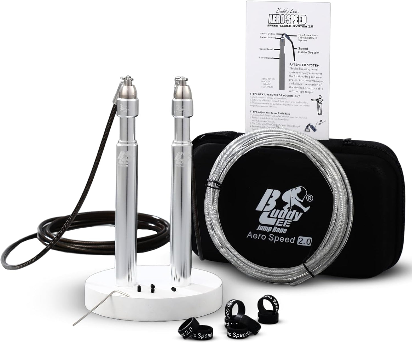 Buddy Lee Aero Speed Jump Rope 2.0 Upgraded Version with Sonic Rocket Speed Swivel Bearing | Tangle-Free & Adjustable Jump Rope for Men & Women - For Fitness, Double-Unders, and Cross-Training