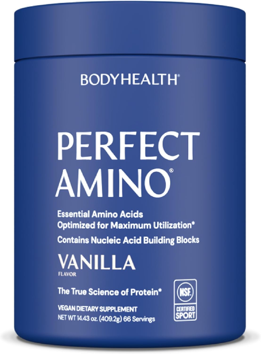 BodyHealth PerfectAmino Powder - BCAA and EAA Powder for Pre and Post Workout - Amino Acid Energy Drink to Support Lean Muscle and Recovery - NSF Certified for Sport - Vanilla - 66 Servings