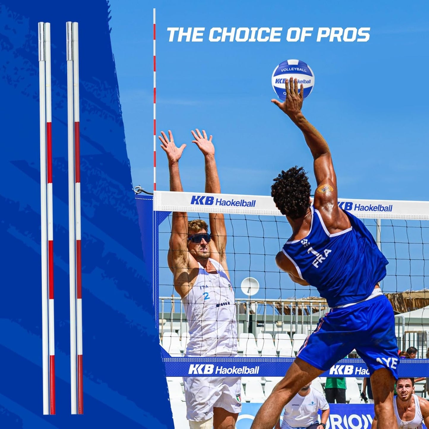 Haokelball Volleyball Net for Backyard Outdoor Portable Volleyball Net Set with Volleyball Antennas, Aluminum Poles, Tension Adjuster and Volleyball