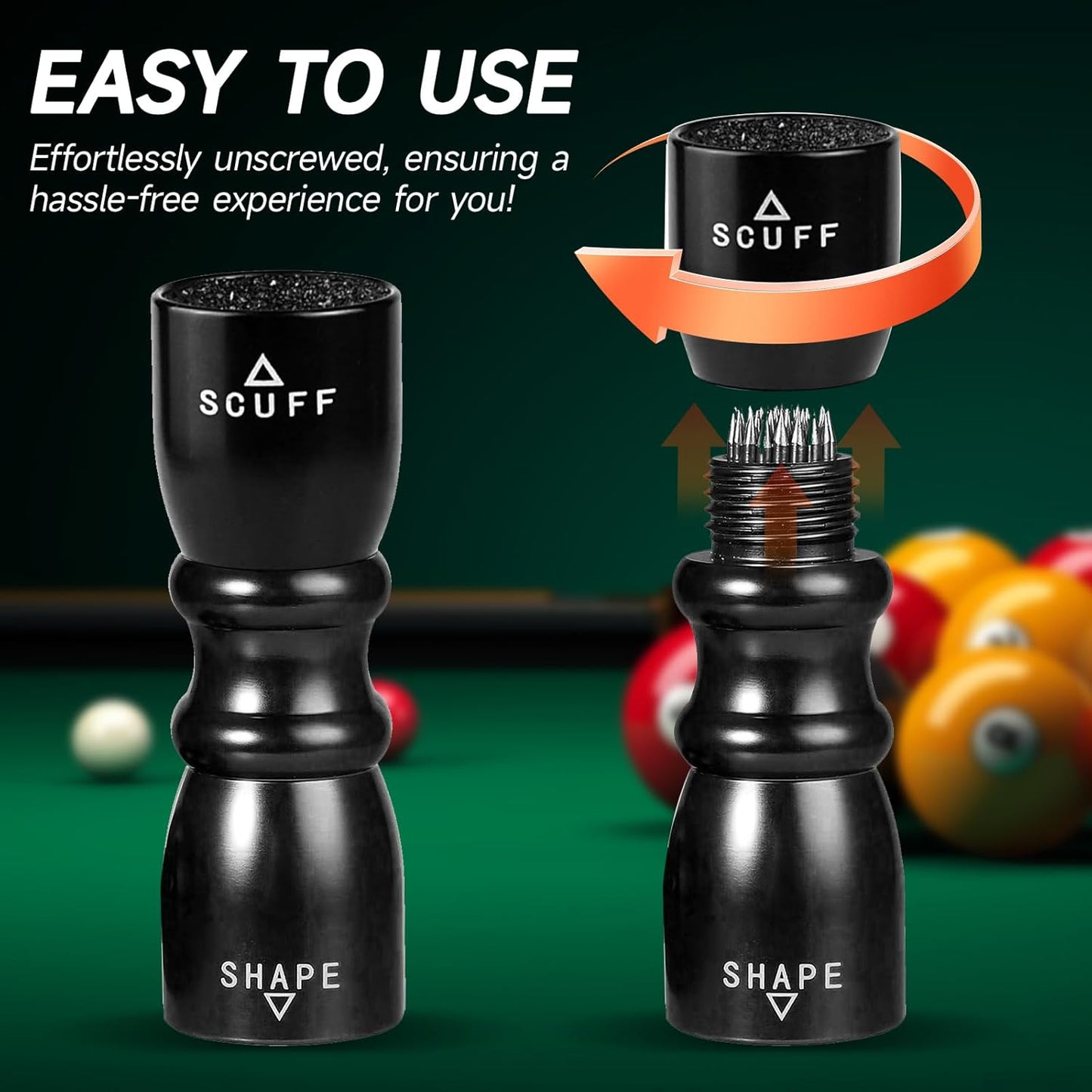 Vastarsky 3-in-1 Cue Tip Tool, Professional Pool Cue Tip Shaper, Billiard Pool Cue Accessories Tool, Scuffer, Shaper, Aerator