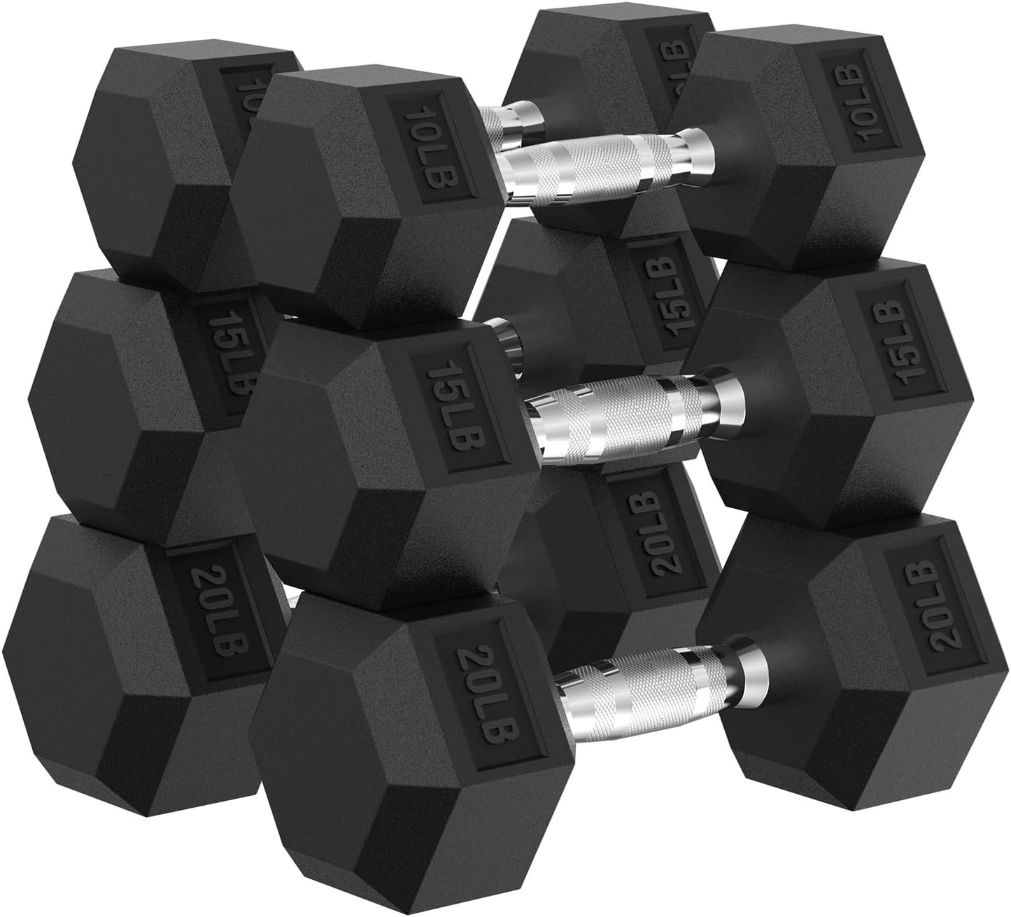 PAPABABE Hex Dumbbell Set, 45-135 lb Rubber Encased Home Gym Dumbbells, Weights Dumbbells Set for Women & Men, Hand Weight with Anti-Slip Grip