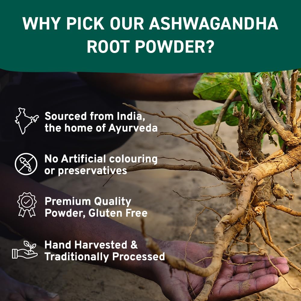 HANDPICK Ashwagandha Root Powder (397g/14oz) No Fillers, No Additives | Finest Grade A Root Powder - Withania Somnifera | Non-GMO & Raw from India