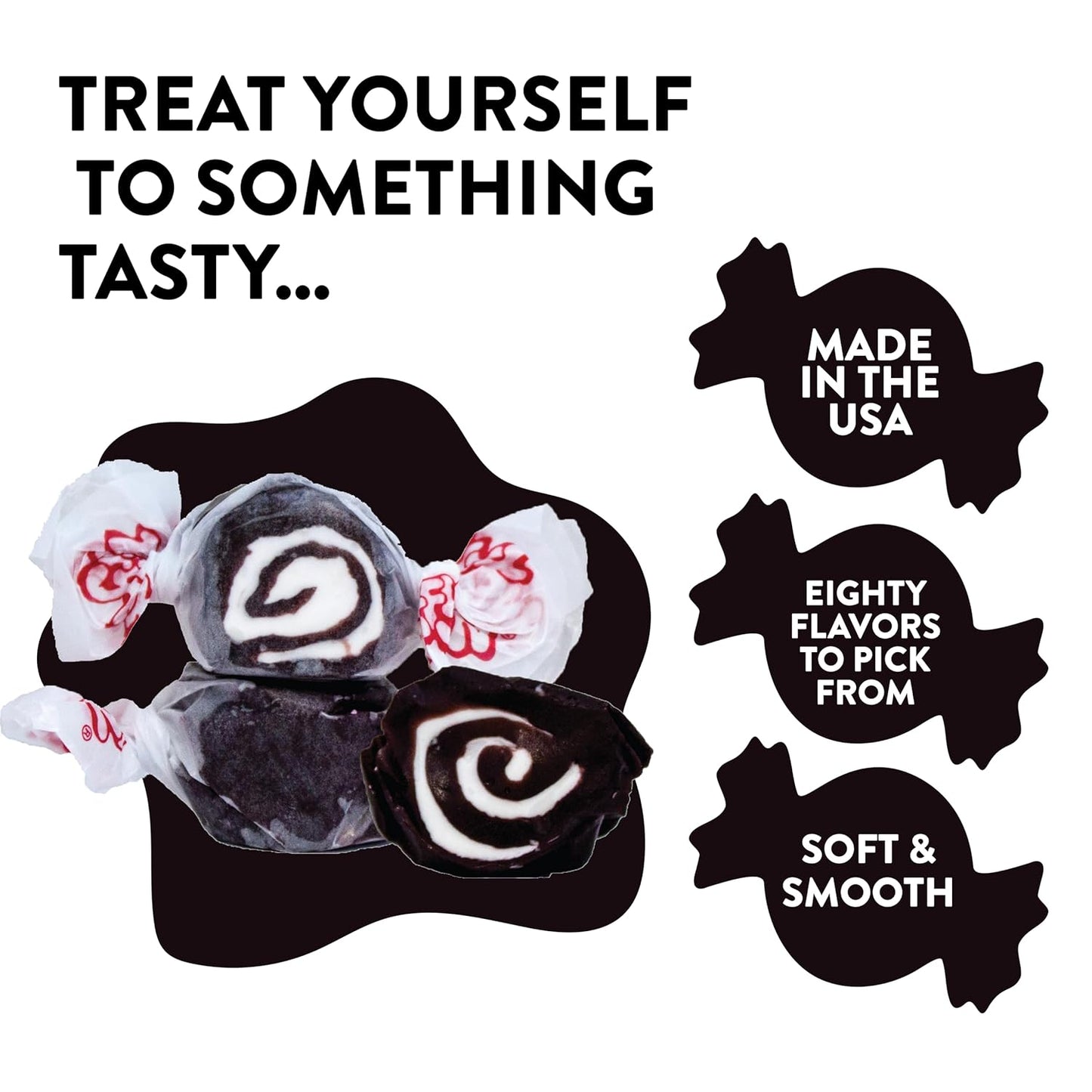 Taffy Town Saltwater Taffy- Licorice Swirls | Gourmet Taffy| Nougat-Style Candy| Soft & Delicious| Sumer Snack Treats| Party Good Candies| 2.5lbs