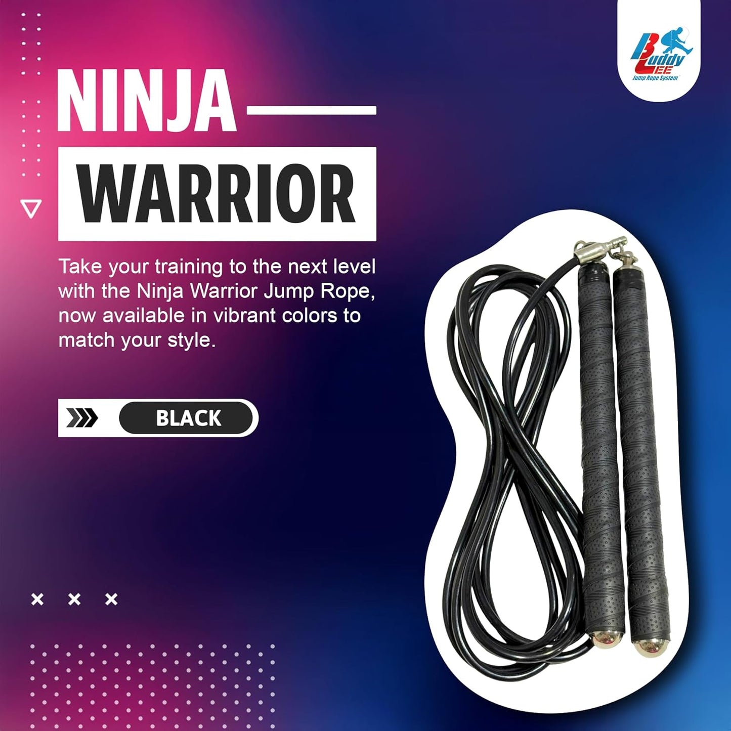 Buddy Lee Ninja Warrior Jump Rope – Adjustable Speed Rope for Fitness, HIIT, CrossFit & Boxing – Tangle-Free with Precision Ball Bearings – Durable, Lightweight & Ergonomic Handles