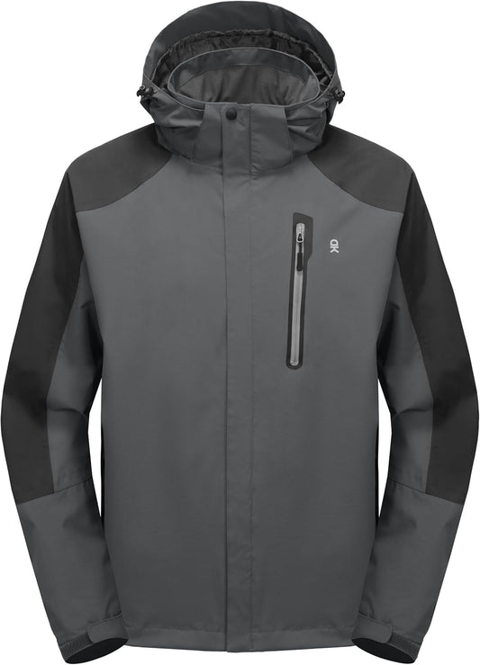 Little Donkey Andy Men's Waterproof Rain Jacket Outdoor Lightweight Hooded Raincoat for Hiking Golf Travel Fishing