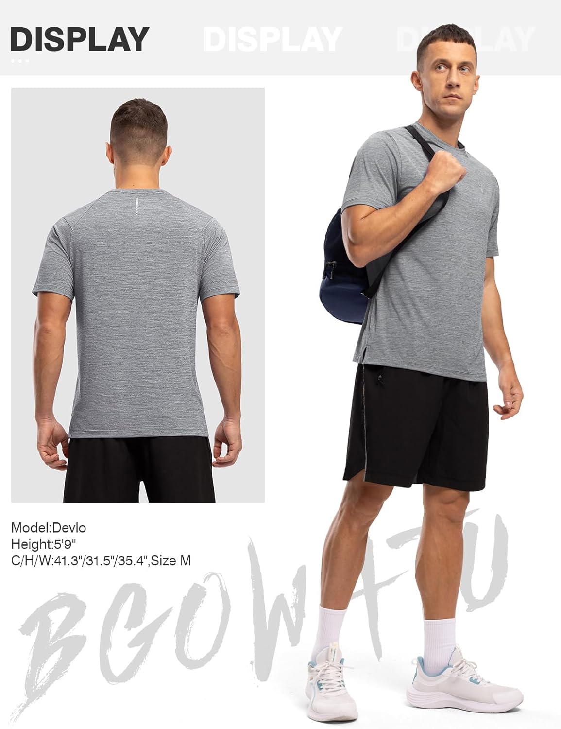 BGOWATU Men's Quick Dry Workout Athletic Shirts Lightweight Tennis Shirts for Men Running Gym Tops