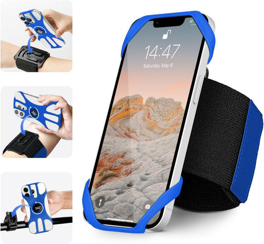 3in1 Phone Holder for Running,Arm Band/Wrist Holder/Bike Mount,Phone Armbands 360° Rotation & Detachable Fit All 4.5-7" Cellphone for iPhone 16/15/Pro/ProMax/14/13/12/mini/Pro Max/XS/XR