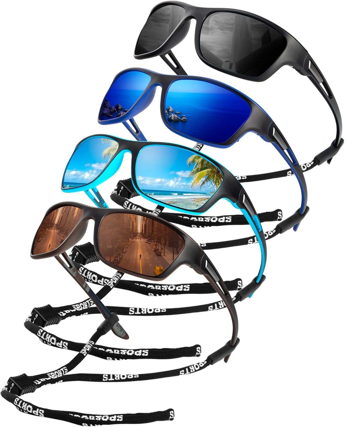 KALIYADI Polarized Sunglasses for Men, Sports Sun Glasses for Driving Cycling Fishing with UV protection