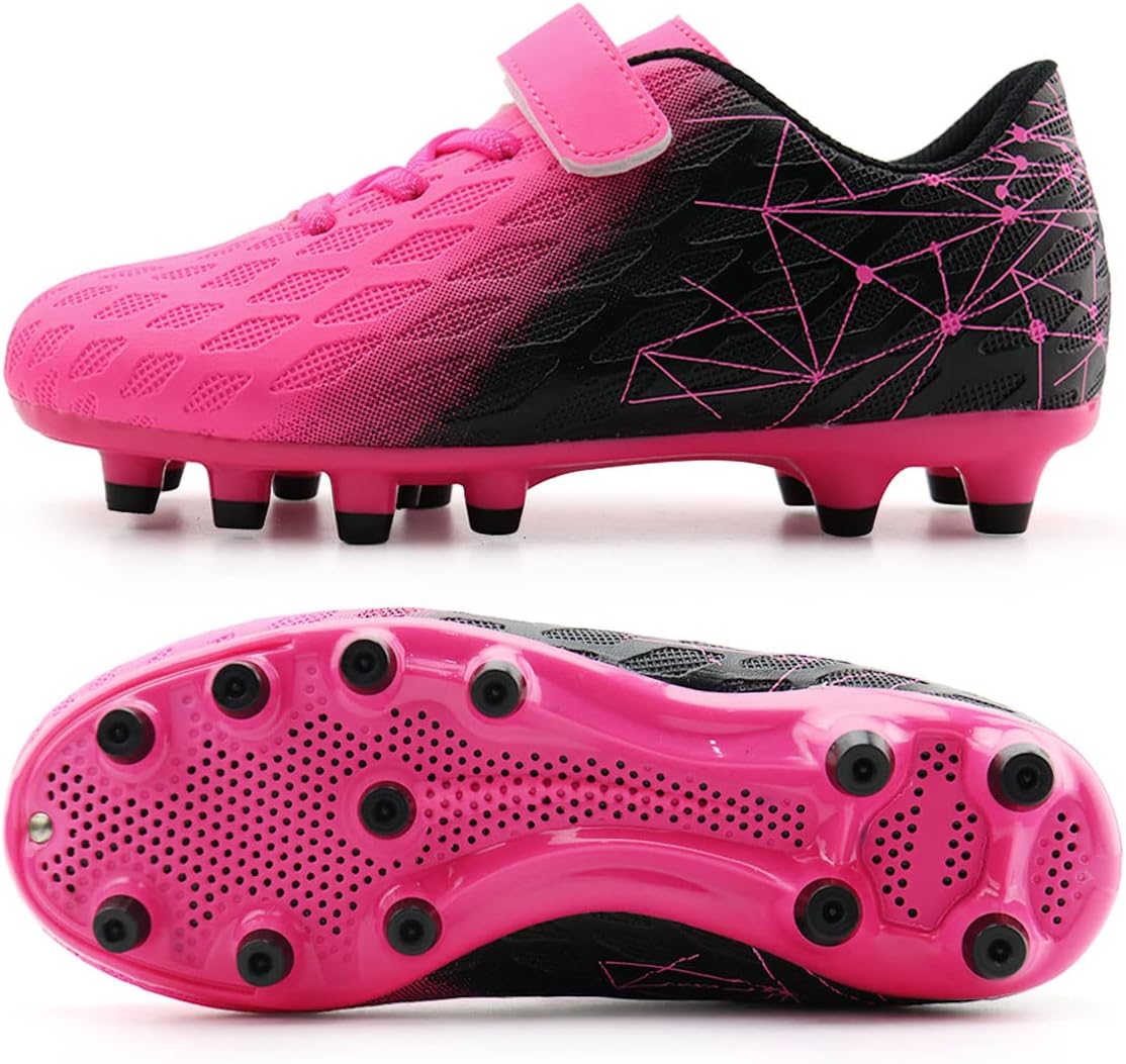 brooman Kids Firm Ground Soccer Cleats Boys Girls Athletic Outdoor Football Shoes