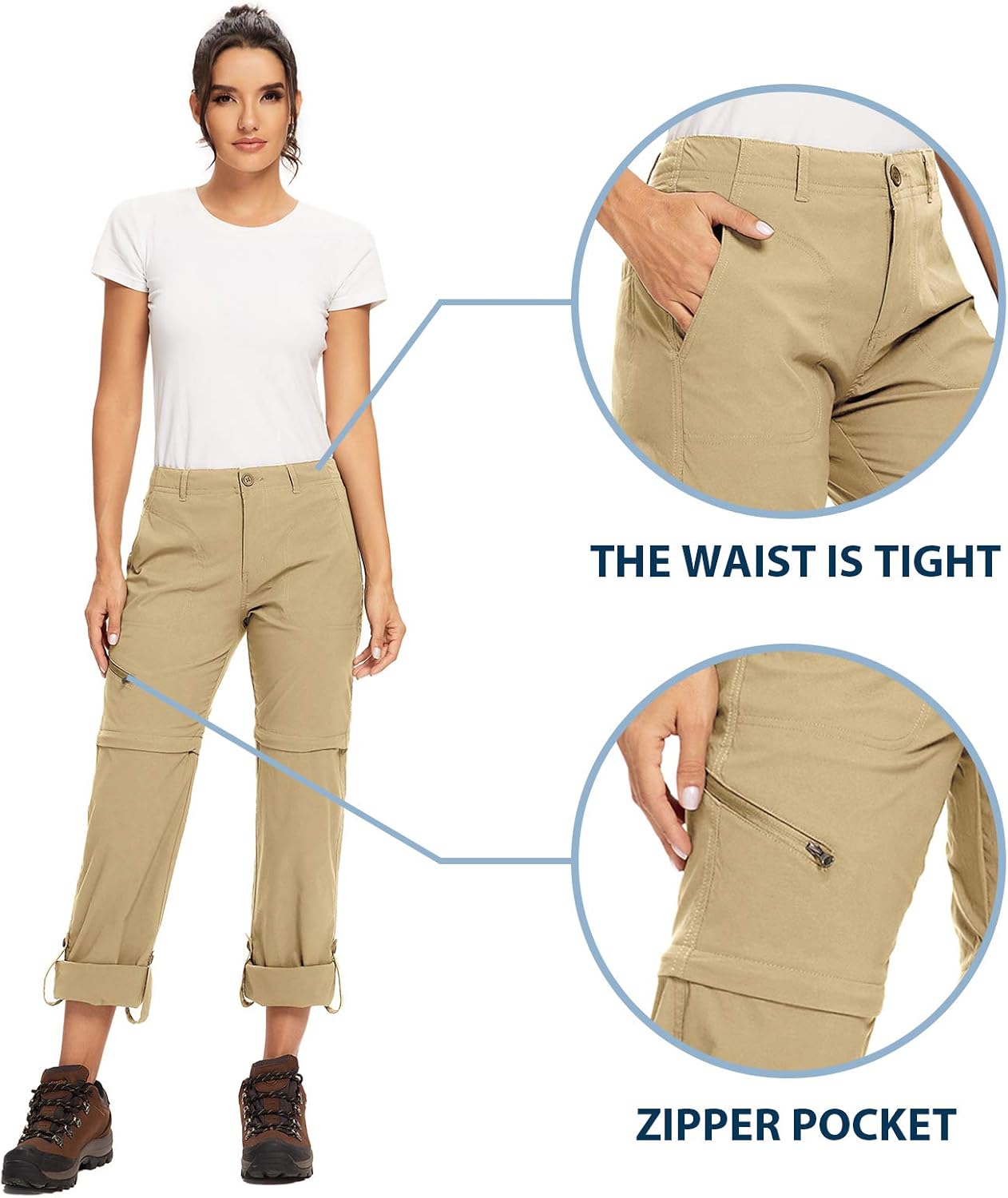 Women's Hiking Pants Convertible Zip Off Lightweight Quick Dry Outdoor Travel Camping Safari fising Pants