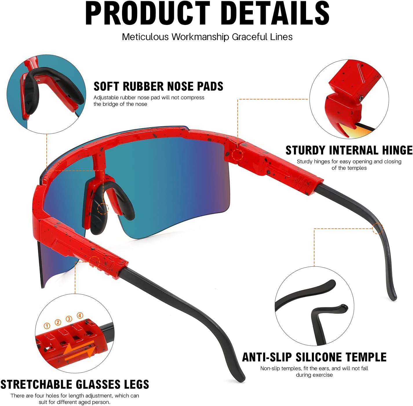 MALIDAK Sports Sunglasses for Mens Women Youth Baseball Sunglasses UV400 Protection Men Cycling Glasses