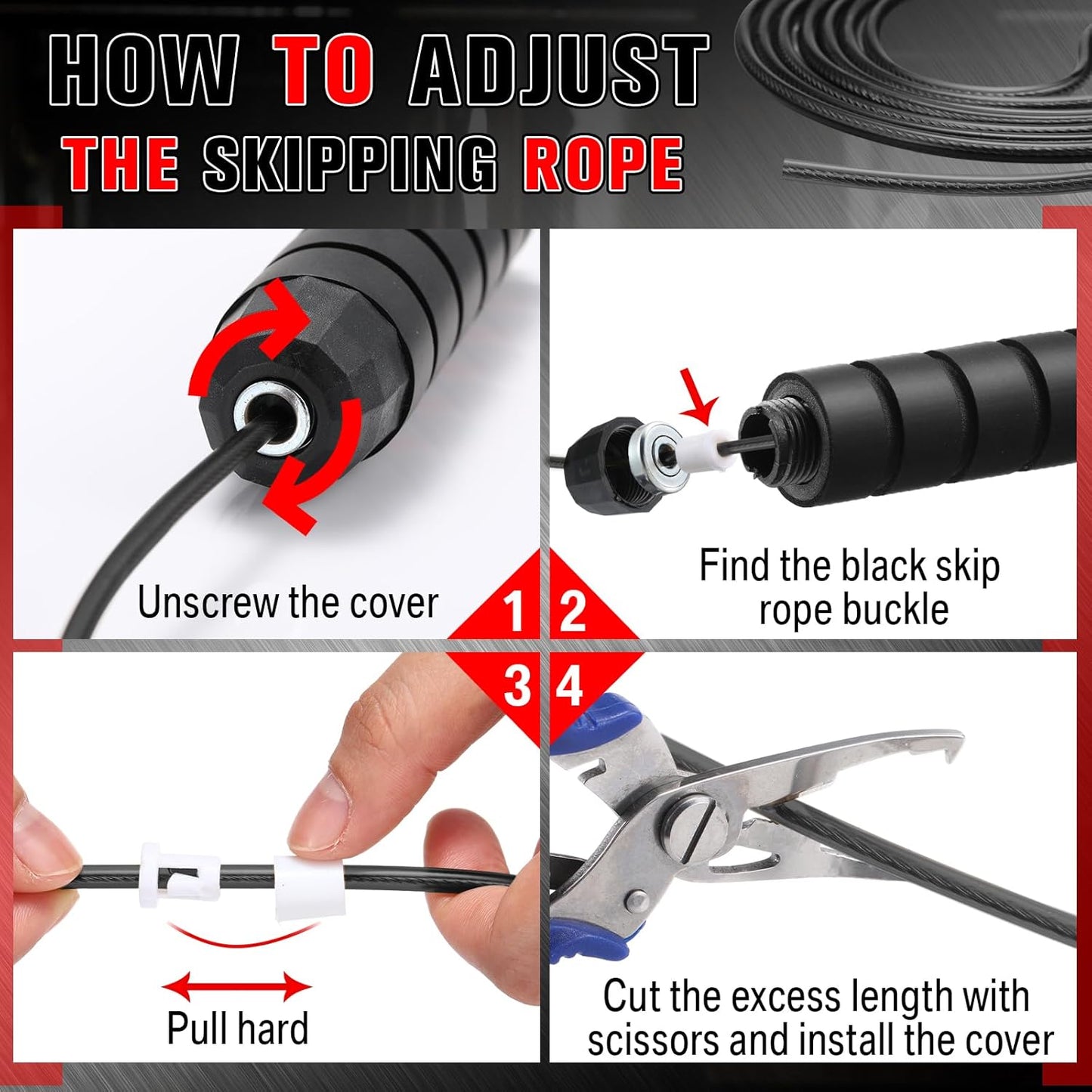 Junkin 12 Pieces Jump Ropes for Fitness with Ball Bearings Speed Jumping Adjustable Skipping Rope with Foam Handles Exercise Jump for Men Women Cardio Training