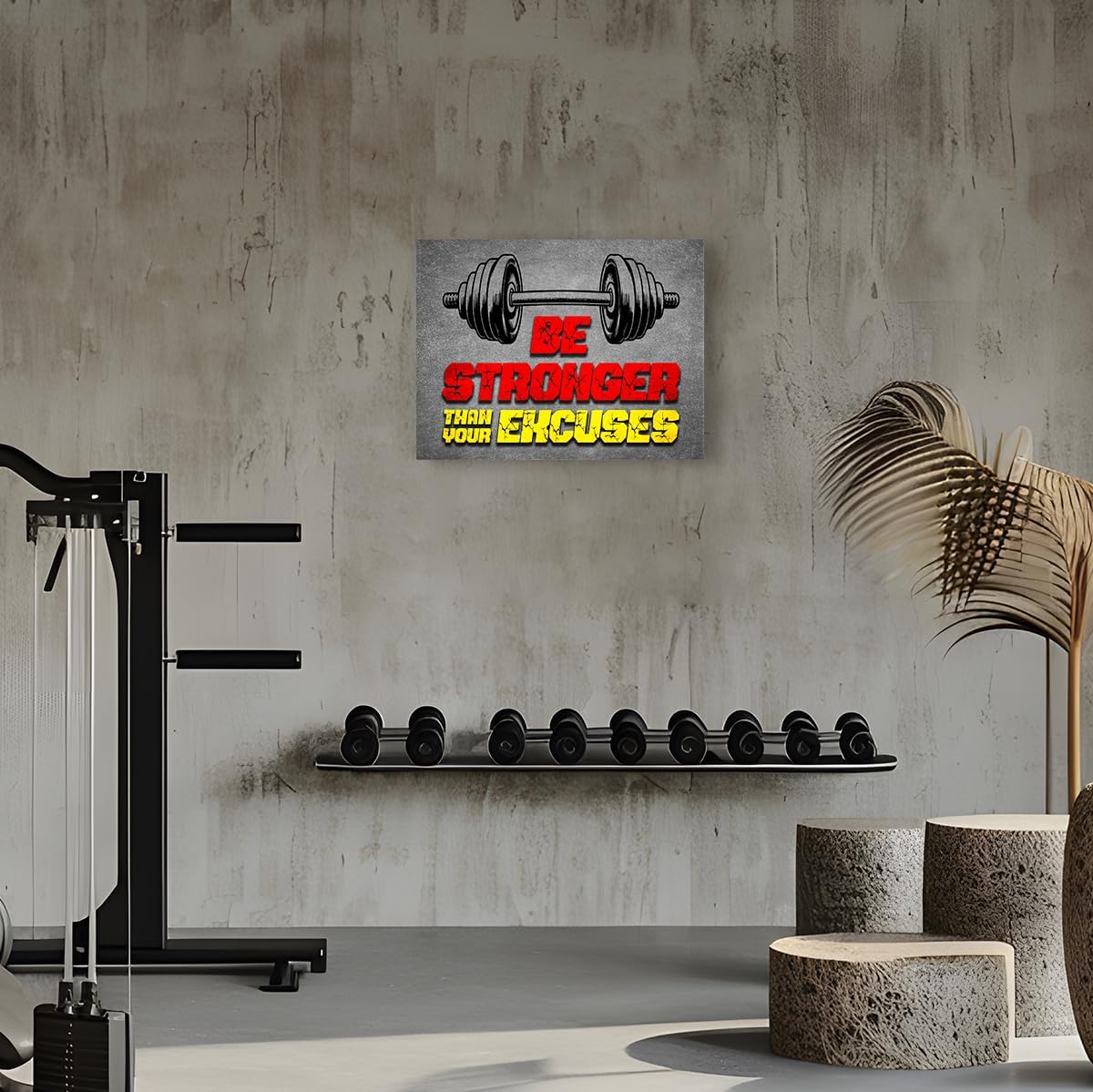Gym Quotes Wall Art,Inspirational Workout Wall Decor,Be Stronger Than Your Excuses Canvas Wall Art for Home Gym Exercise Fitness Room