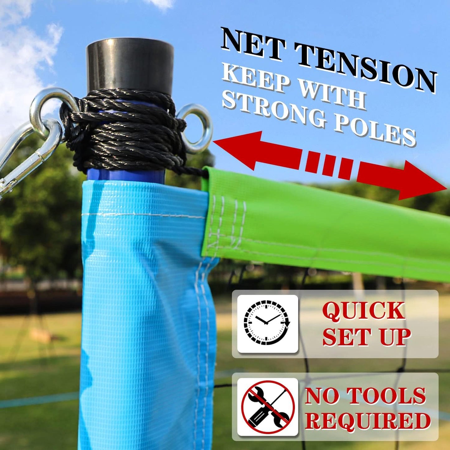 Volleyball Net Outdoor - Portable Volleyball Set for Backyard with Professional Volleyball Net, Wrap Yarn Volleyball and Pump, Boundary Line, Carry Bag