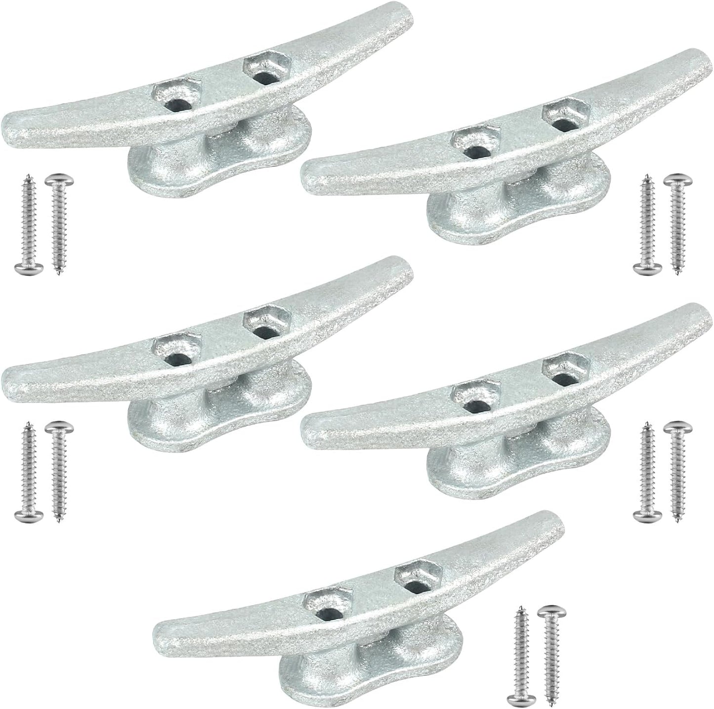 Boat Cleats 4Inch,Hot Dip Galvanized Cast Iron Dock Cleats,Electrophoretic Coated Black Dock Cleats,Rope Cleats Boat Dock Cleats for Marine Deck or Nautical Decor,Hardware Included (4/5/6/10/12Pack)