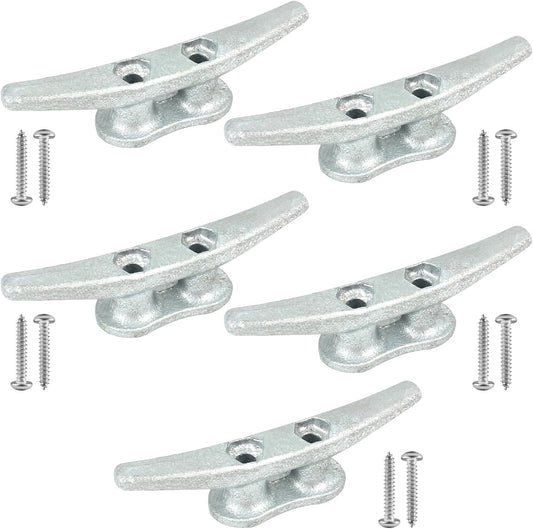 Boat Cleats 4Inch,Hot Dip Galvanized Cast Iron Dock Cleats,Electrophoretic Coated Black Dock Cleats,Rope Cleats Boat Dock Cleats for Marine Deck or Nautical Decor,Hardware Included (4/5/6/10/12Pack)