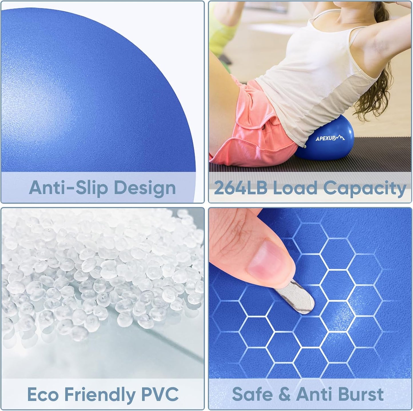 APEXUP Yoga & Pilates Ball - Anti Slip Heavy Duty Gym Ball for Fitness, Balance & Core Workout