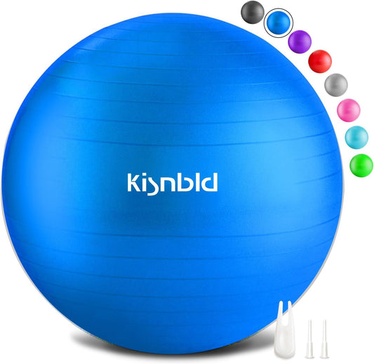 Exercise Ball, Extra Thick Yoga Ball for Workout Pregnancy Stability, 4 Sizes Anti-Burst Balance Ball with Foot Pump - Heavy Duty Fitness Ball Chair for Office, Home & Gym