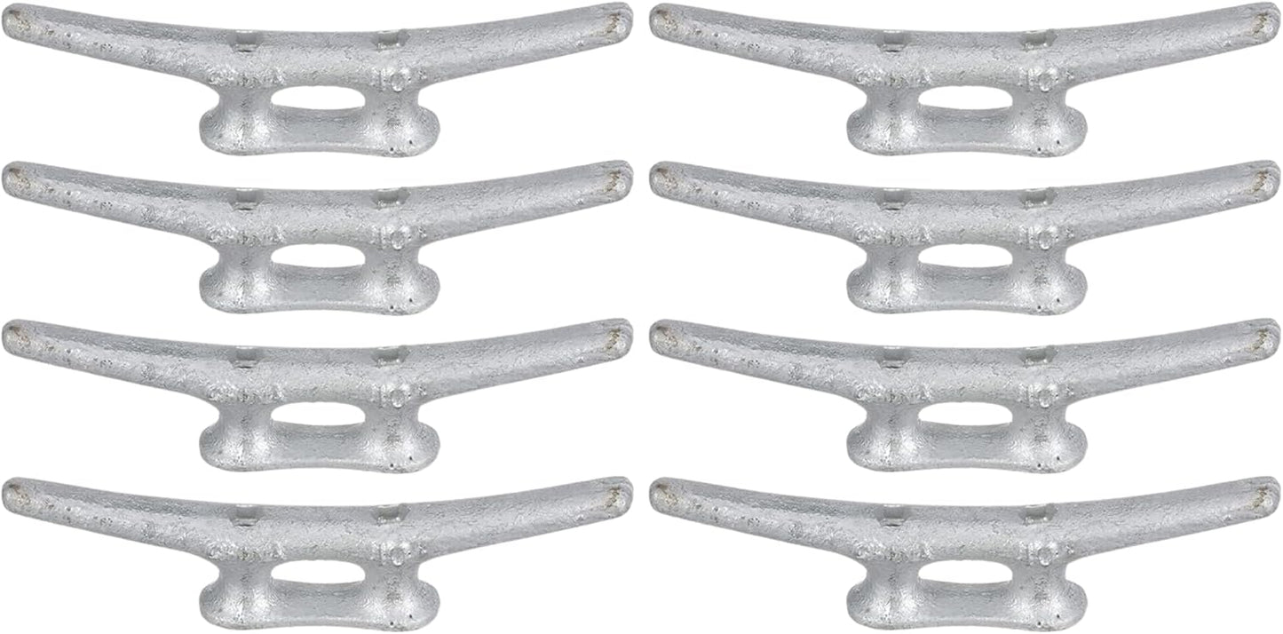 MarineNow Hot-Dipped Galvanized Iron Dock Cleat – Choose Size: 4", 6", 8", 10", 12", 14" – Heavy-Duty Boat Cleats for Dock Lines – Available in Single or Bulk Multi-Packs